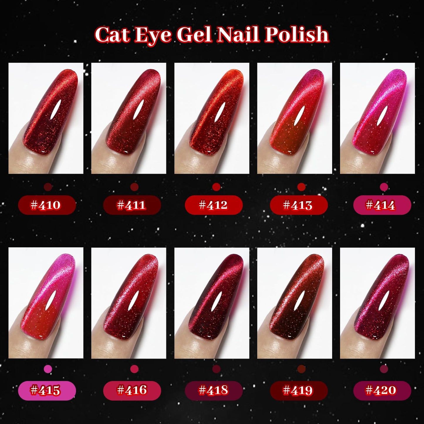 JODSONE Cat Eye Gel Nail Polish Set Limited Burgundy Red with Base Coat Top Coat & Magnet Stick Elegant Romantic Salon Nail Art Manicure Gift for Women