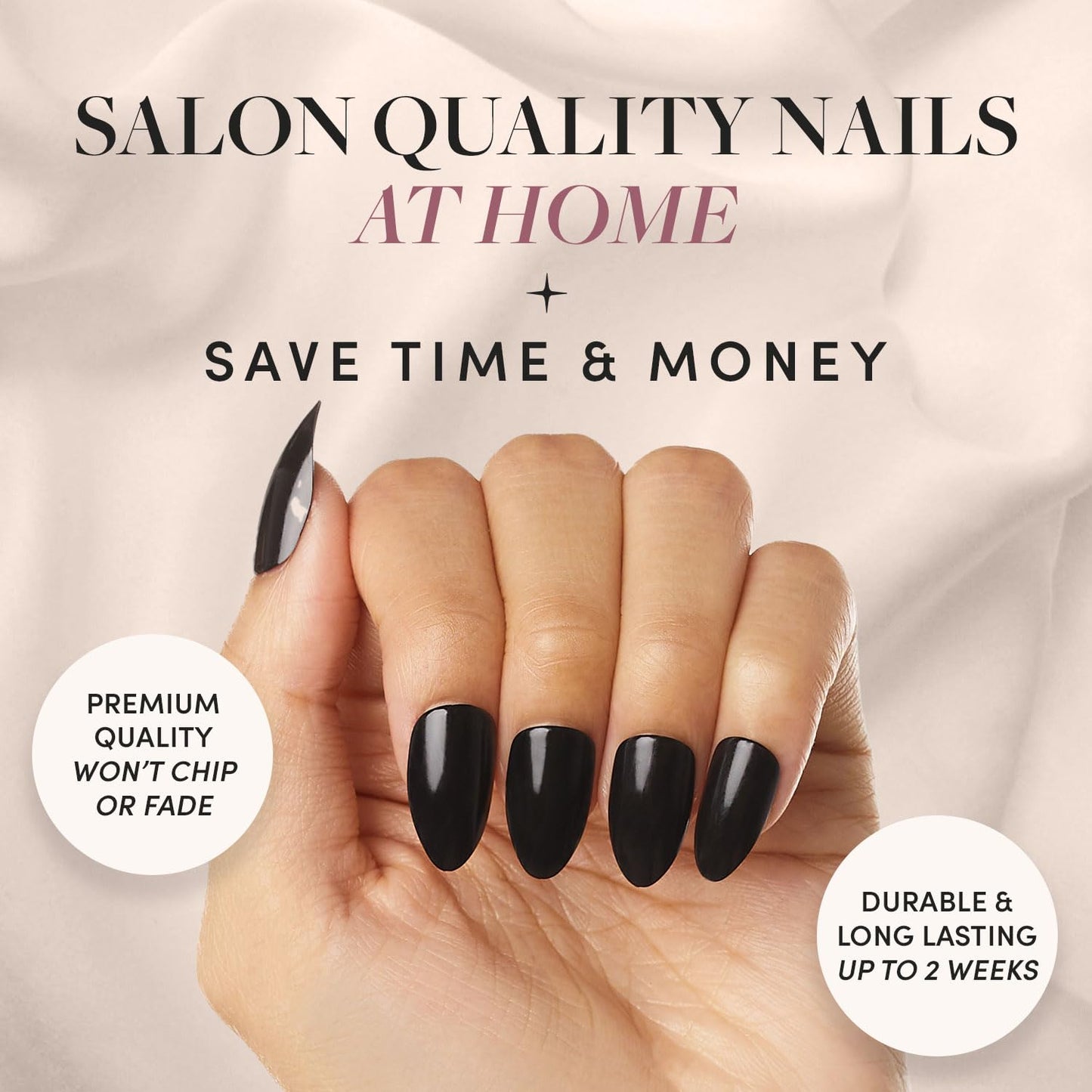 Glamnetic Press-On Nails Bundle - Winter Storm, Cherry Glaze & Boba | Semi-Transparent Short Almond Nails | Glazed Almond False Nails | Sparkly Black Squoval Fake Nails