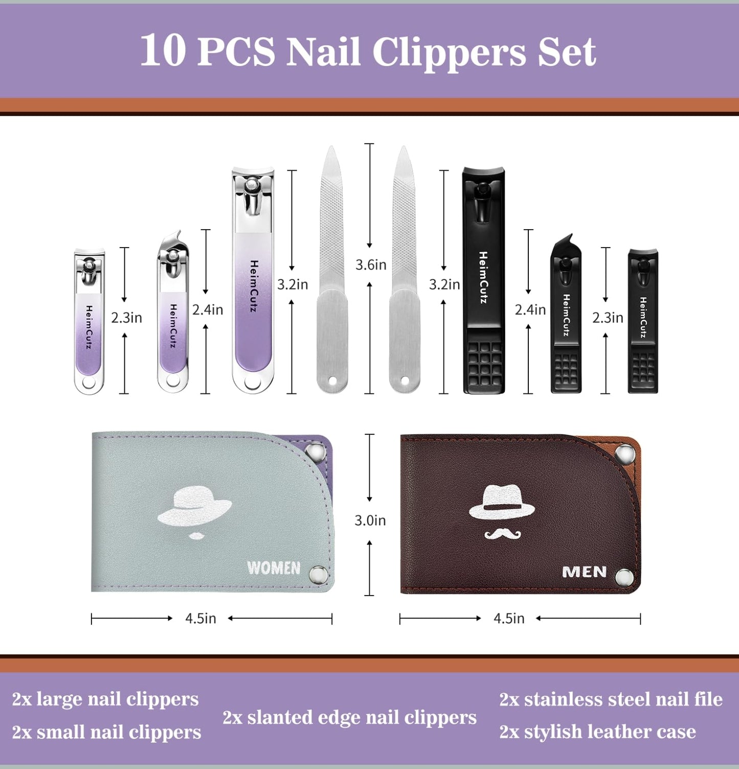 Nail Fingernail Toenail Clippers Set - Separate Personal Nail Cutter Set for Men and Women, Travel Finger Nail Clippers Adult Toe Nail Clipper Kit, Engagement Gifts for Couples Wedding Gifts Idea