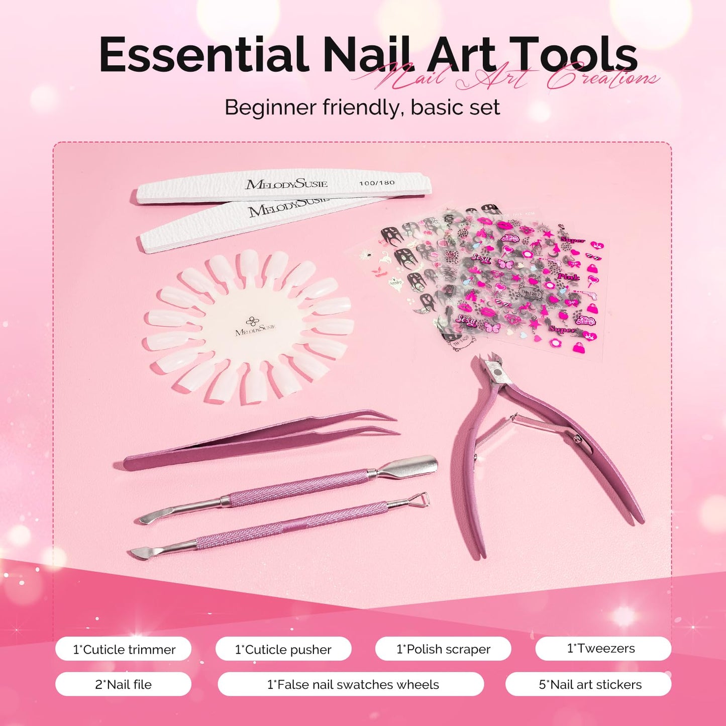 MelodySusie Gel Nail Polish Kit with UV Light P-ART06F- Popular Color Gel with Builder and Baser &Glossy Top Coat Soak Off Includes Nail Art Tools Nail Art Gift for Women & Girls