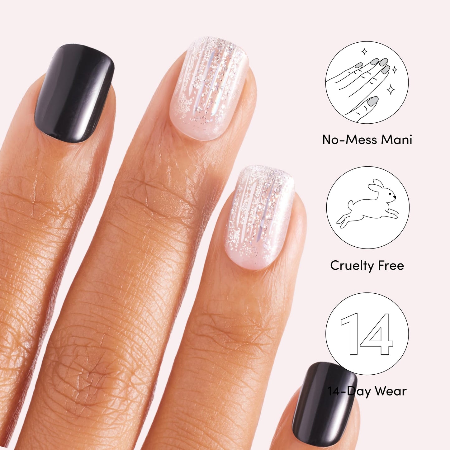 Dashing Diva Magic Press Nail Bundle - Laser Show Collection - Square Press On Nails - Wannabe Wicked & Black Beam - Long Lasting Gel - Lasts Up to 7 Days - 2 Sets