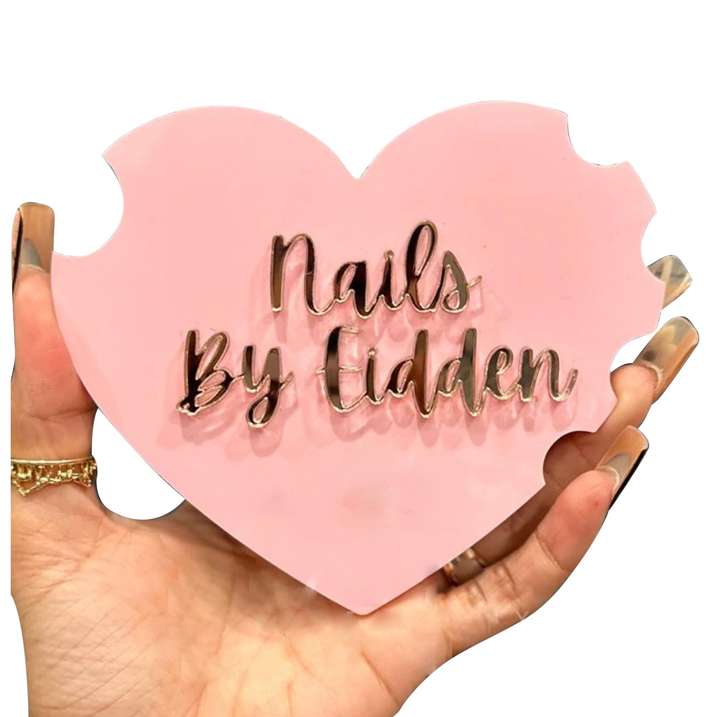 Jasilon Custom Nail Photo Props, Acrylic Nail Picture Props Personalized Logo Nail Tech Decor Plate Nailfie Disk with Social Media Salon Nail Display Stand Nail Polish Display Gifts for Nail Artist