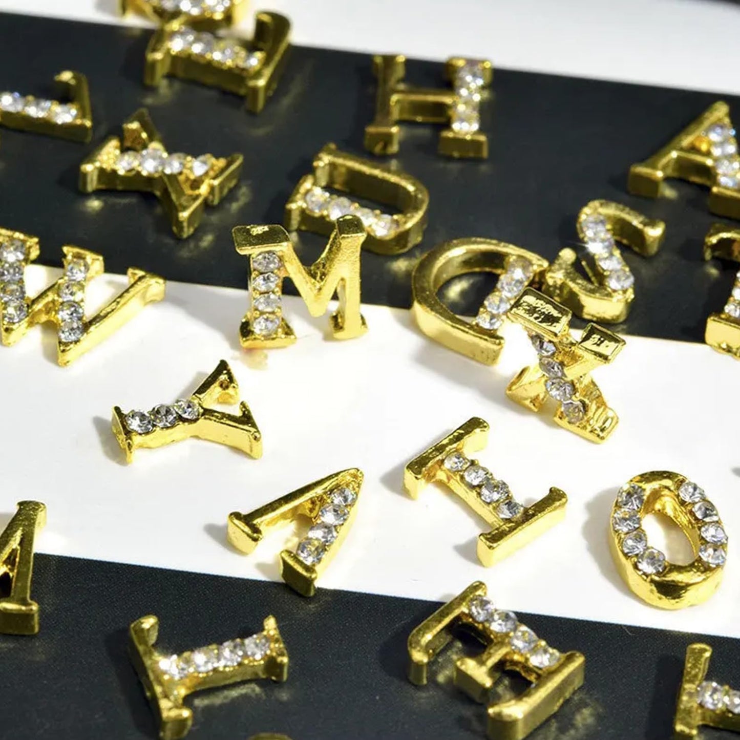 SILPECWEE 48pcs 3d Gold Nail Charms, 12 Zodiac Nail Charms, 10 Number Nail Charms, 26 Letter Nail Charms, Nail Studs Jewels Rhinestones Nail Art Decoration for Acrylic Nails