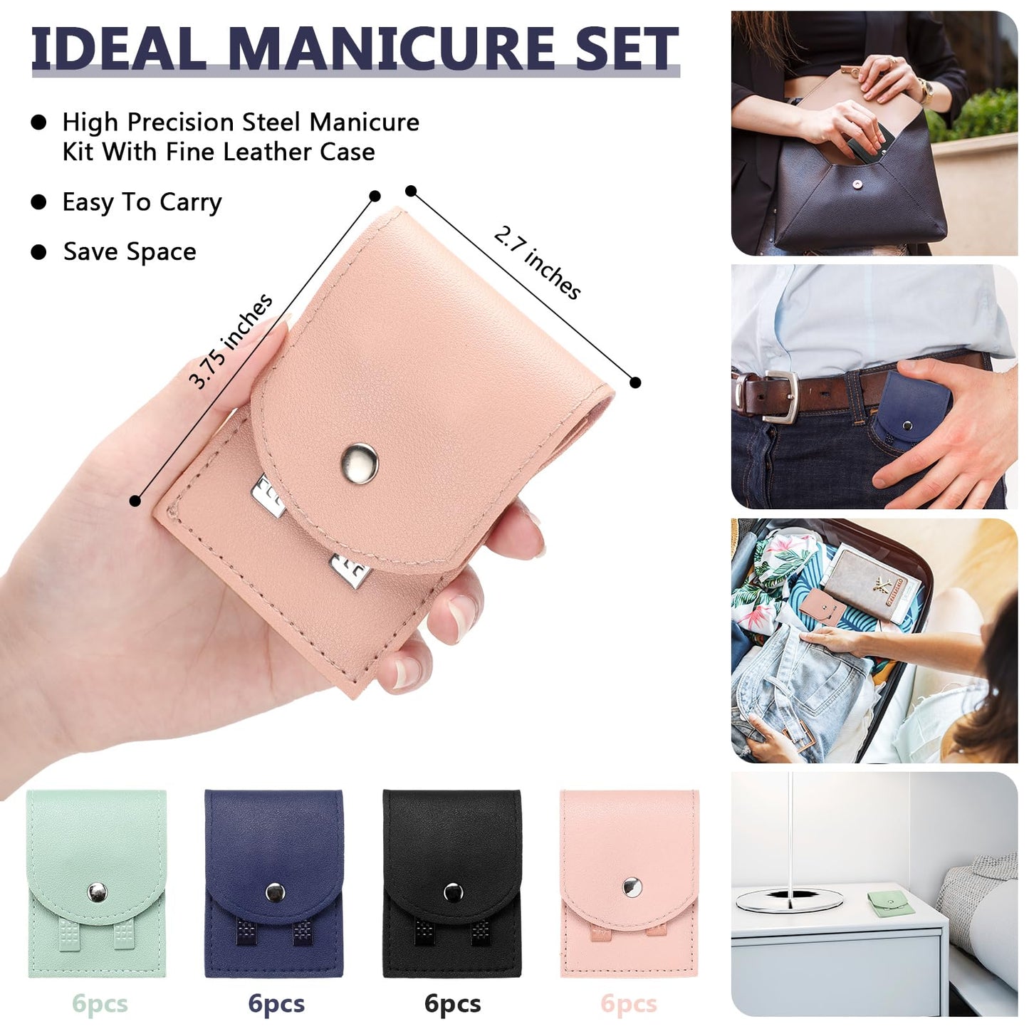 Lasnten 24 Set Valentine Manicure Set Bulk Nail Clippers Grooming Nail Kit Stainless Steel Professional Pedicure Tools Kit with Travel Case for Men Women Valentine's Day Gift(4 in 1,Fresh Colors)
