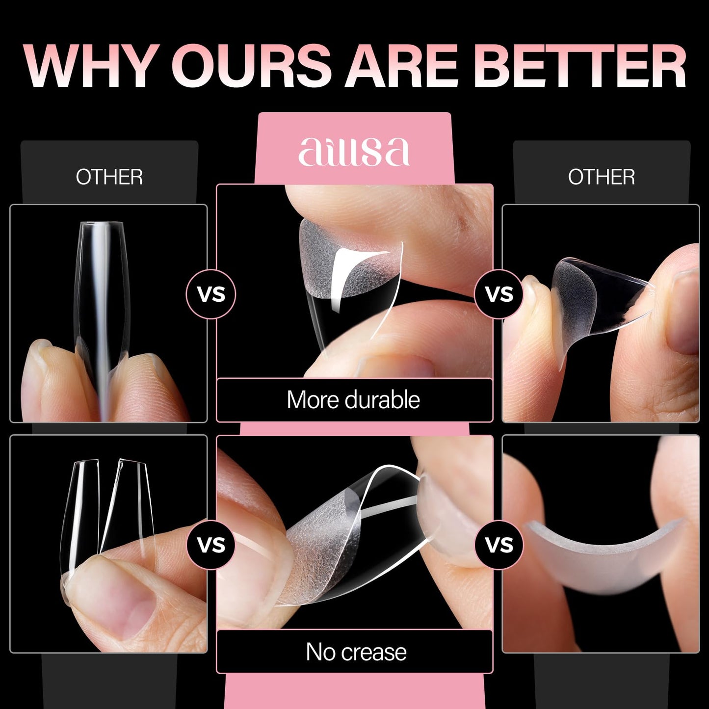 AILLSA Extra Short Almond Nail Tips for DIY Beginners - 12 Sizes 240pcs Half Matte False Nail Tips Pre-shaped Short Nails Tips, Acrylic Fake Press on Nails Extension