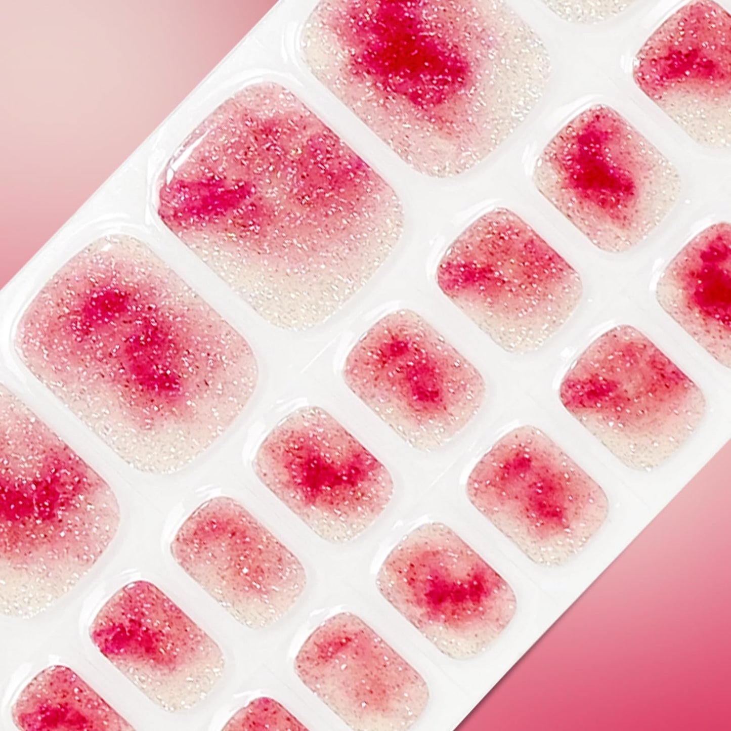 SILPECWEE Semi Cured Gel Nail Strips for Toes (Hazy Rouge - 32PCS), UV Light Required | Salon Quality | Long Lasting Toe Nail Stickers Gel Nail Wraps for Women Girl Manicure