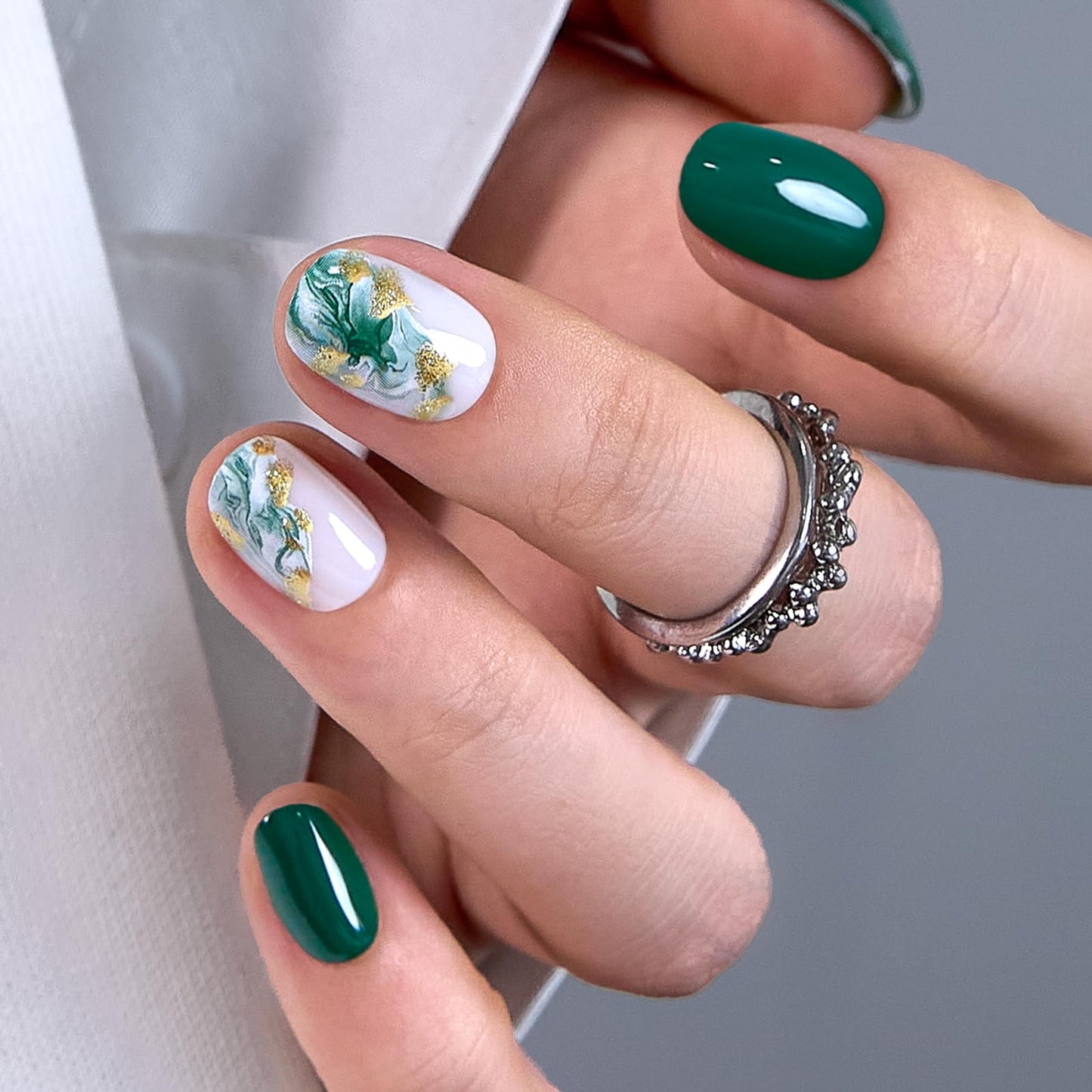 CurvLife Press On Nails – Soft Gel Oval Fake Nails, Reusable Glue On Nail Kit with Adhesive Tabs, Natural Fit & Salon-Quality for Women & Girls (Jade Whisper)