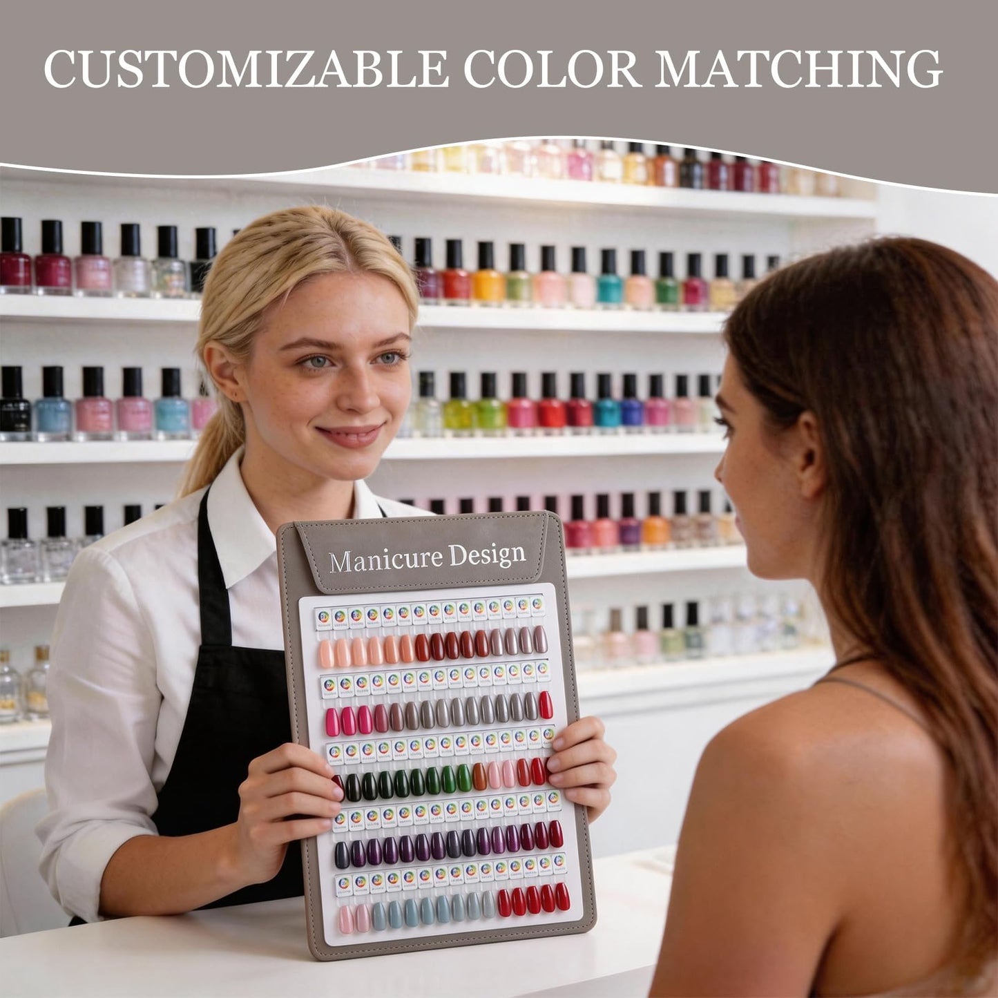 C12rtive 75 Magnetic Nail Color Display Board,96 PCS Magnetic Nail Tips with 1-200 Number Stickers,Professional Manicure Color Chart Swatches Book(Grey)