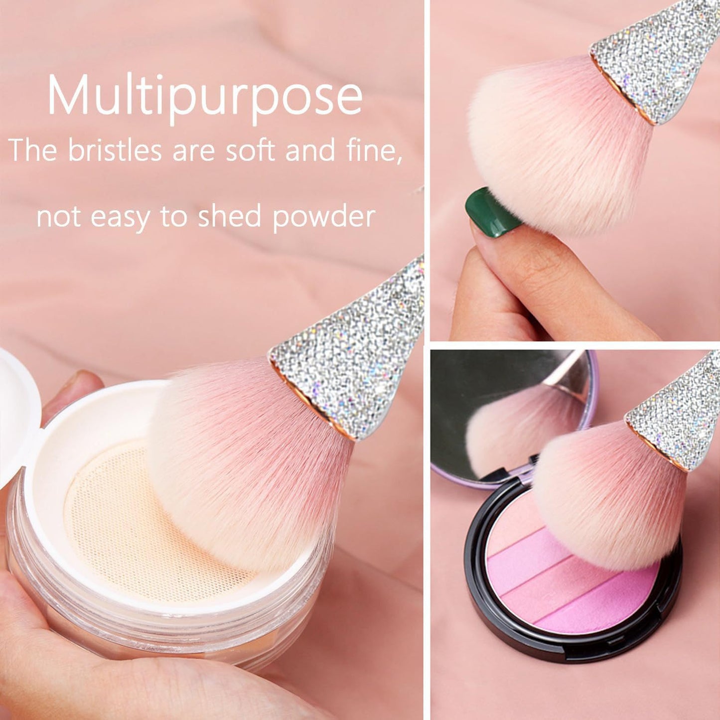 DANNEASY 1pc Nail Dust Brush Acrylic Brush Cleaner Nail Brushes for Cleaning Dust Nail Clean Up Brush Large Dip Powder Brush for Makeup Blush Manicure Brush (White)
