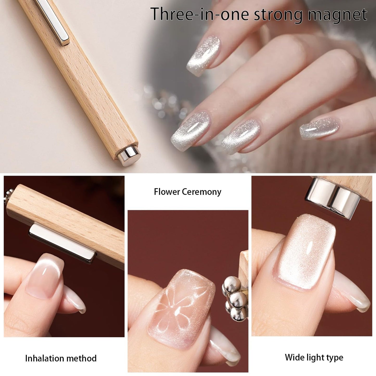 7Pcs 3D Cat Eye Gel Nail Polish Magnet Tools for Cat Eye Gel Nail Polish,5 in 1 Nail Magnet Nail Magnet Pen Stripe Nail Magnet Wands for Nail Art DIY Home Salon Manicure(Black)