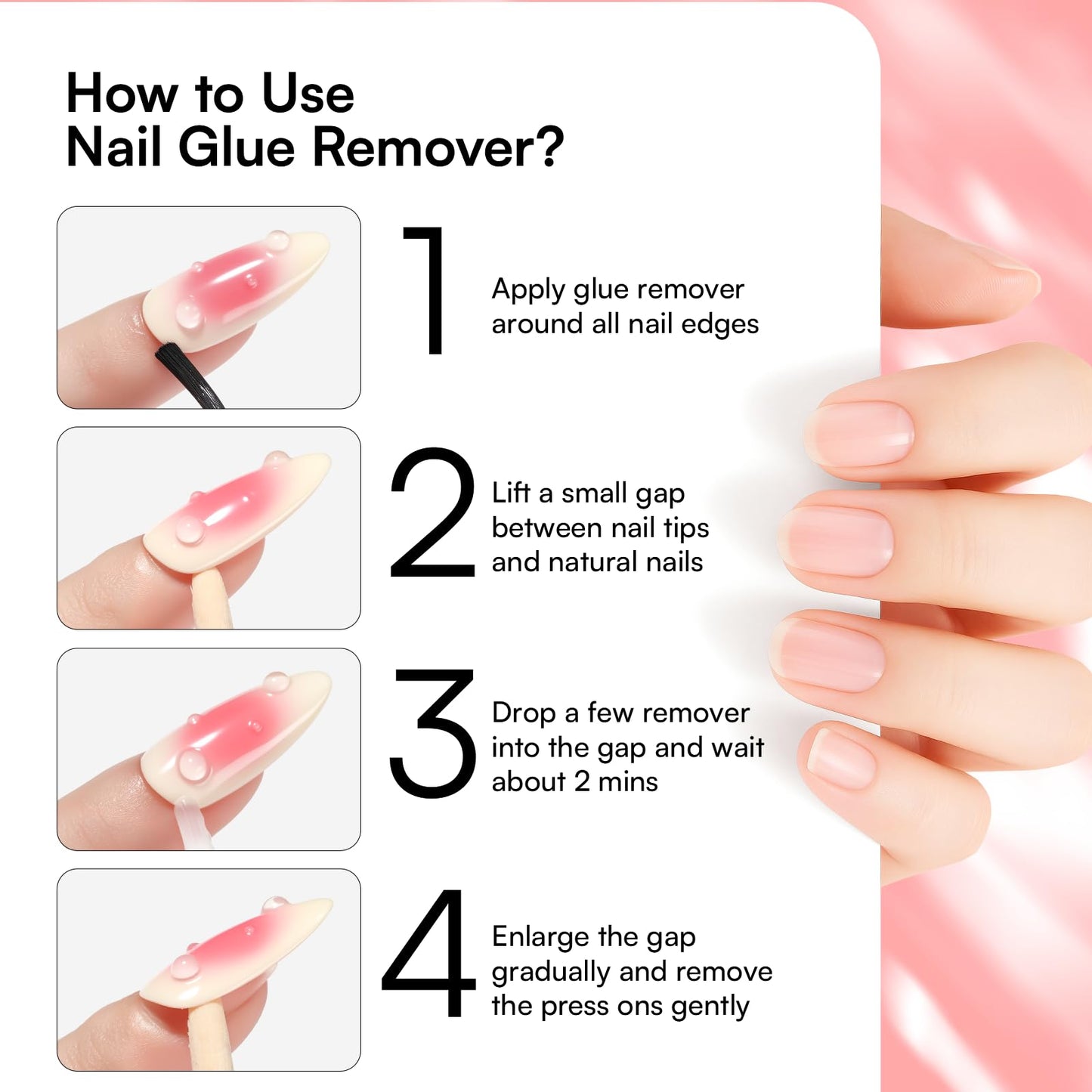 Makartt Nail Glue with Remover Kit: Super Strong,Quick Dry Nails Adhesive for Press-Ons 7ML, with Press on Nail Glue Remover, 30ML Fast Removal Debonder with 2 Droppers DIY Manicure at Home Salon
