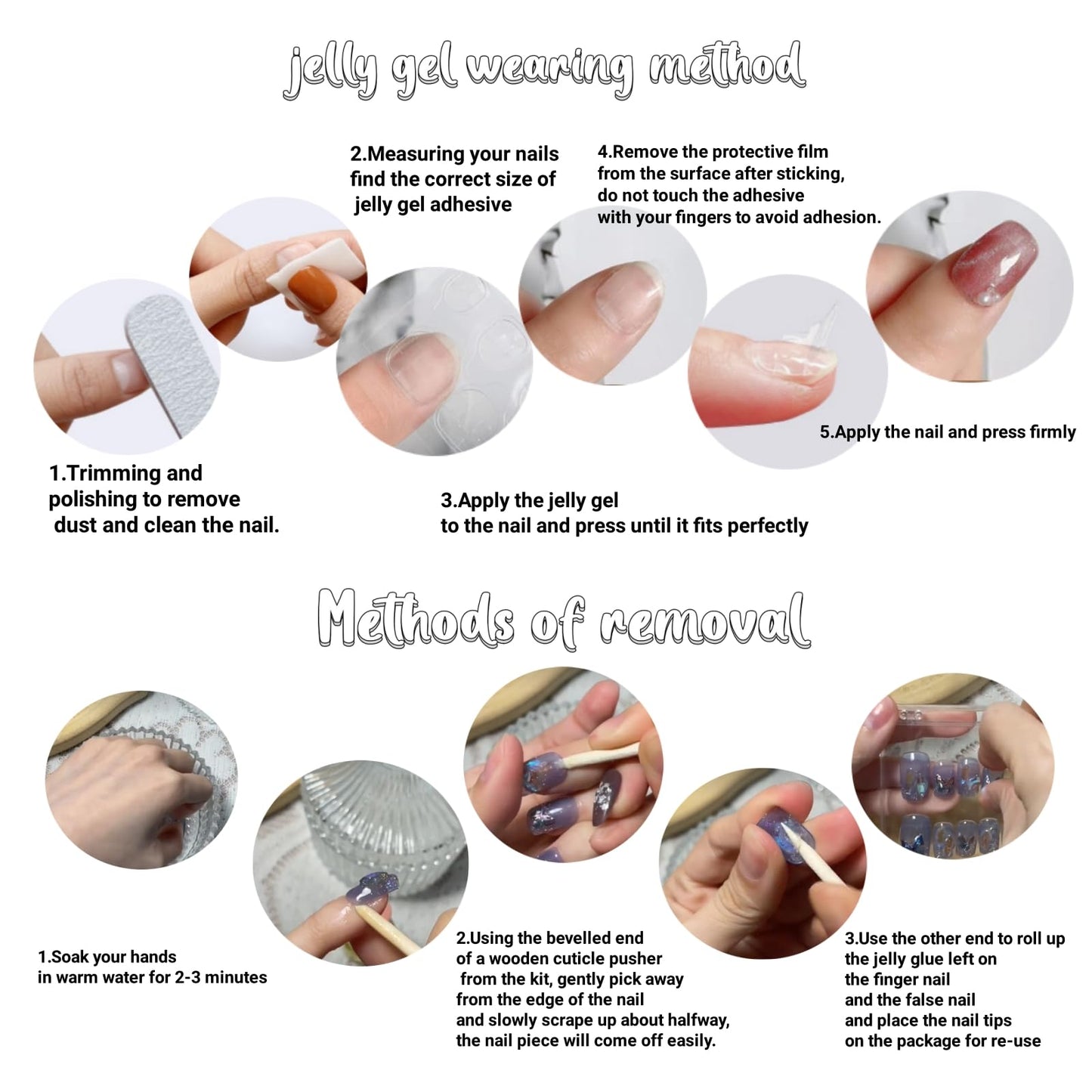 Pure Handmade French Tip Press On Nails: 22pcs Press on Nail Reusable Fake Nails Square Stick on Nails Salon Manicure False Nails For Girl Women Daily Party(Q058)