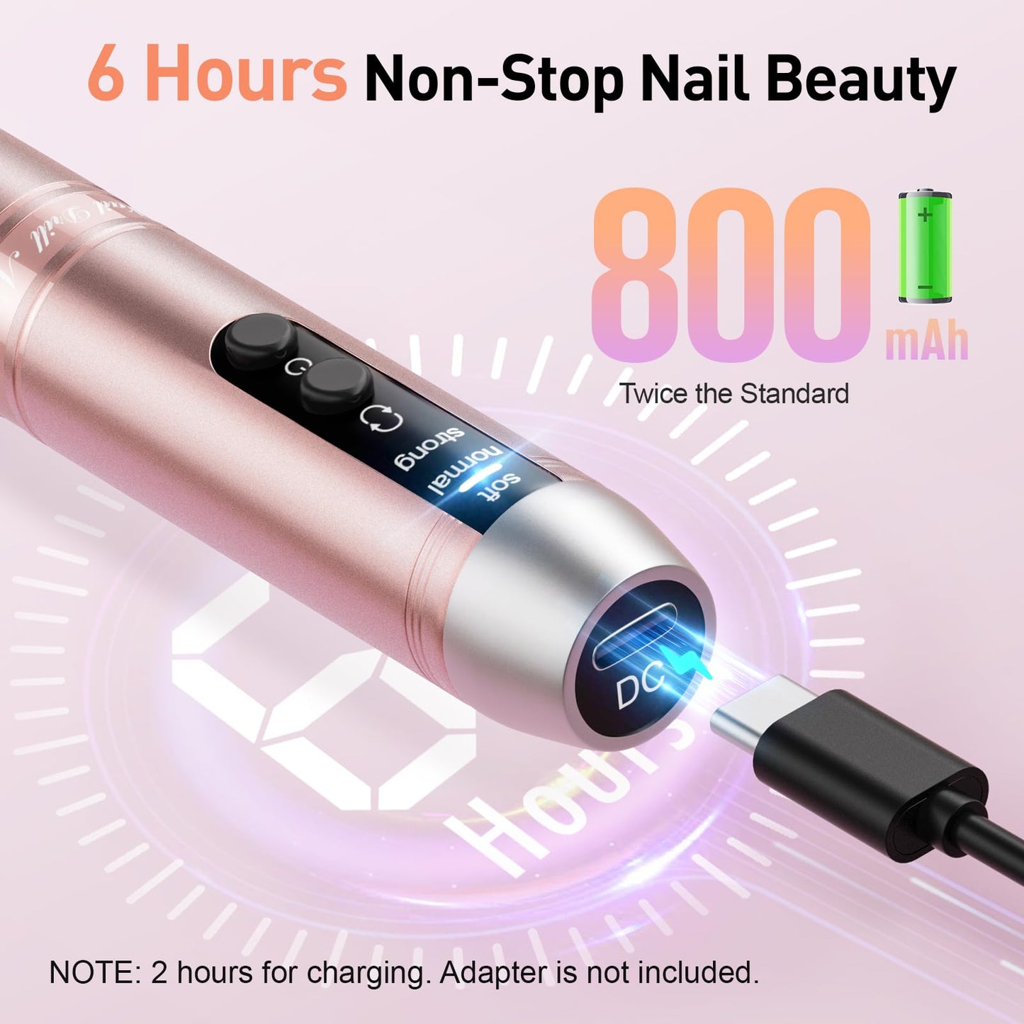 Cordless Nail Drill, Portable Electric Nail File with 11 in 1 Nail Drill Bits for Acrylic Gel Dip Powder Nails, Rechargable Efile Nail Drill Machine Kit for Home Manicure Pedicure, Gold