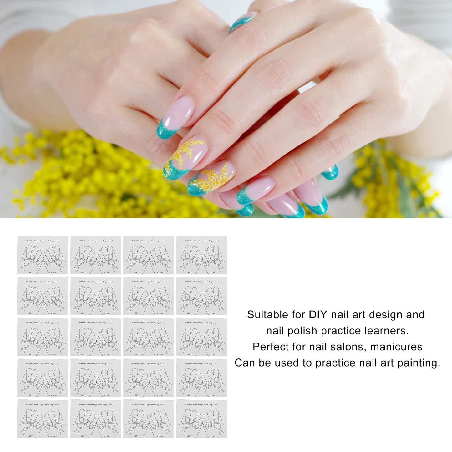 Nail Tips Display Card, Nail Art Color Showing Card, Finished Fake Nails Display Card, Finger Manicure Display Card, Nail Gel Polish Display, Hand Model Manicure