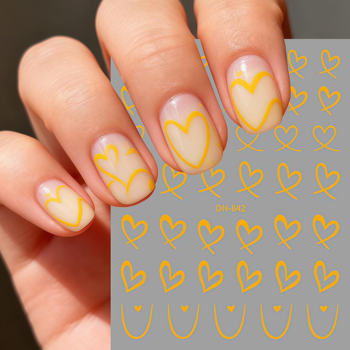 6 Sheets Valentine Heart Nail Art Stickers D Self Adhesive Hearts Nail Decals Stickers Black White Gold Pink Hollow Cute Heart Love Nail Sticker Design Valentines Manicure Decal for Women DIY Nails