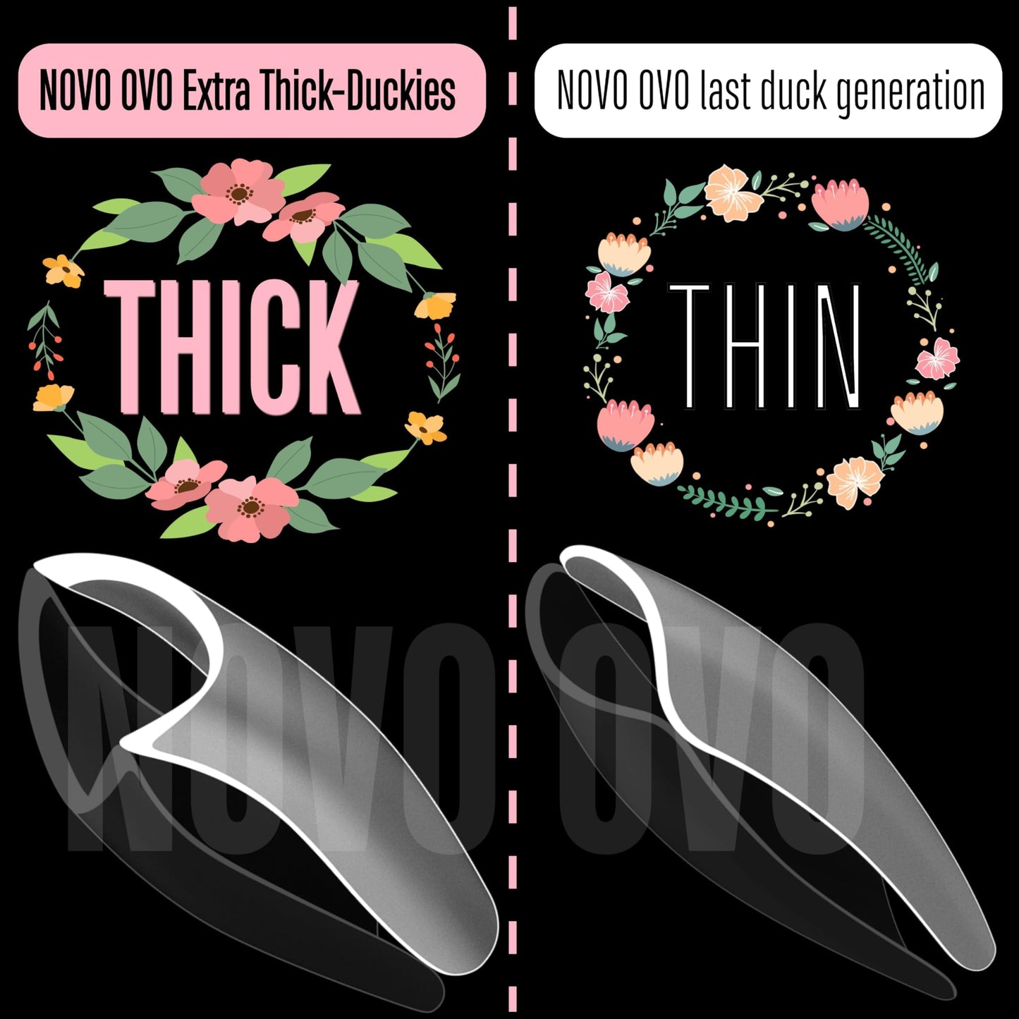 NOVO OVO Halloween Extra Thick Duck Feet Nail Tips Full Cover with Moon Curve for Press on Acrylic, Medim Long Clear Pre-Etched Matte Flare Wide French Soft Gel False Nail Extension x 15 Sizes 240 pcs