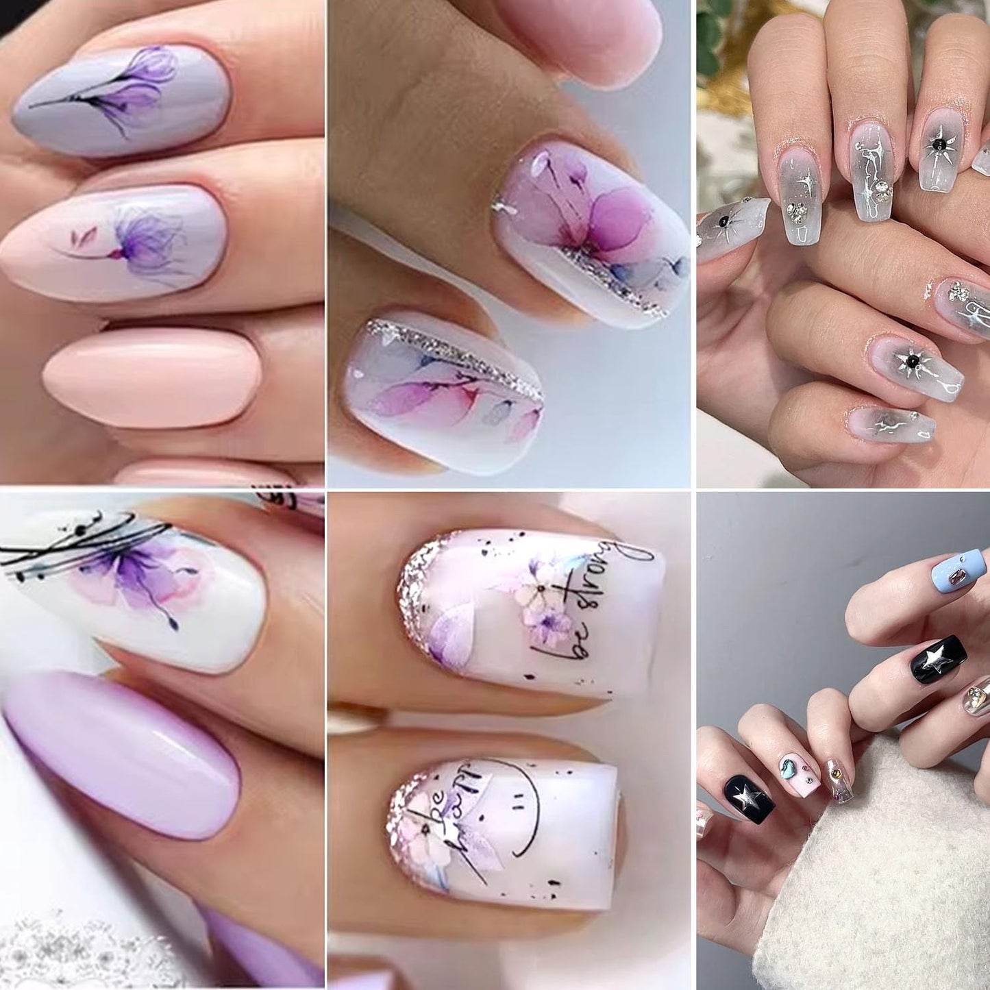DANNEASY 36 Sheets Varied Nail Art Stickers, Butterfly Flower Letter Star French Tips Gold Nail Decals Self-Adhesive Nail Design Stickers Colorful Nail Stickers for Nail Art Women Kids