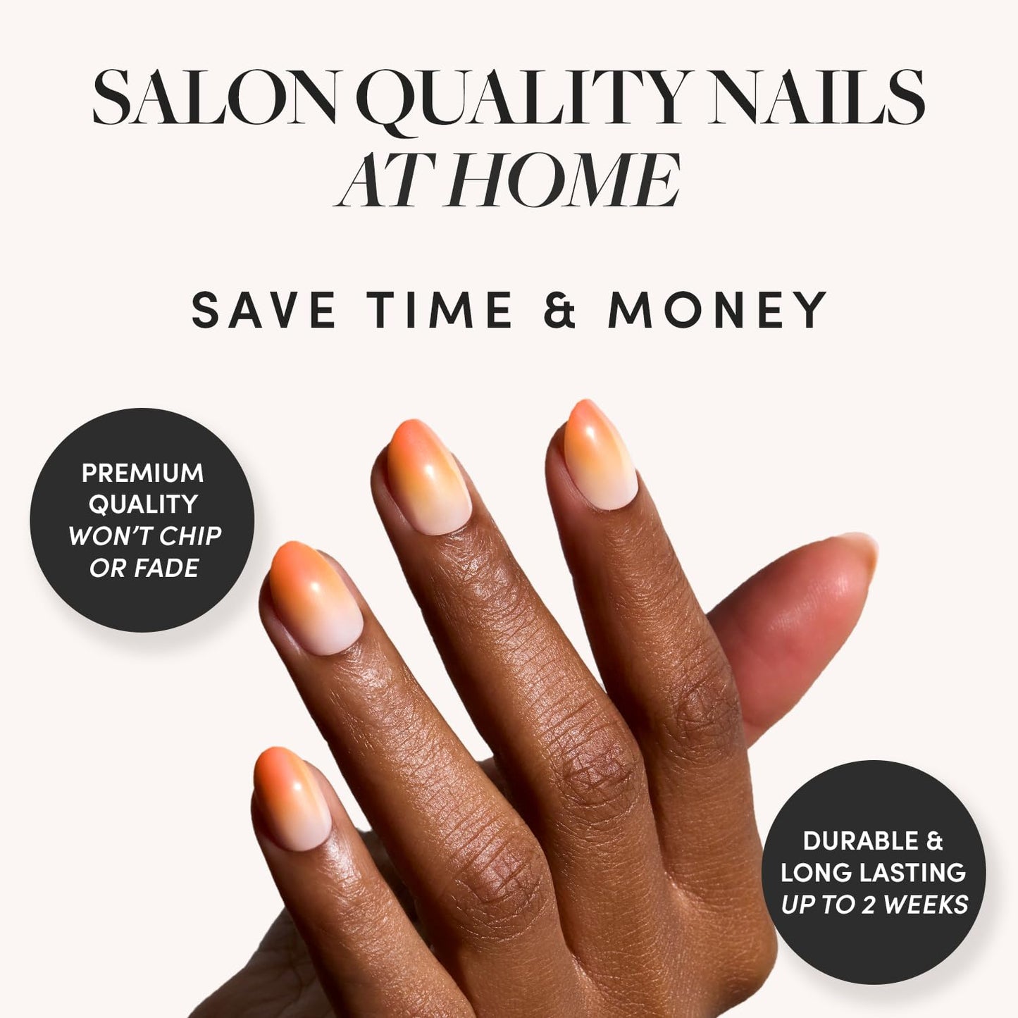 Glamnetic Press-On Nails Bundle - Candy Corn & Tiny Pumpkin | Short Oval Glazed Fake Nails with Ombre Design | Short Squoval French Tip Fake Nails with Pumpkin Graphics | Durable, Salon-Quality Nail K