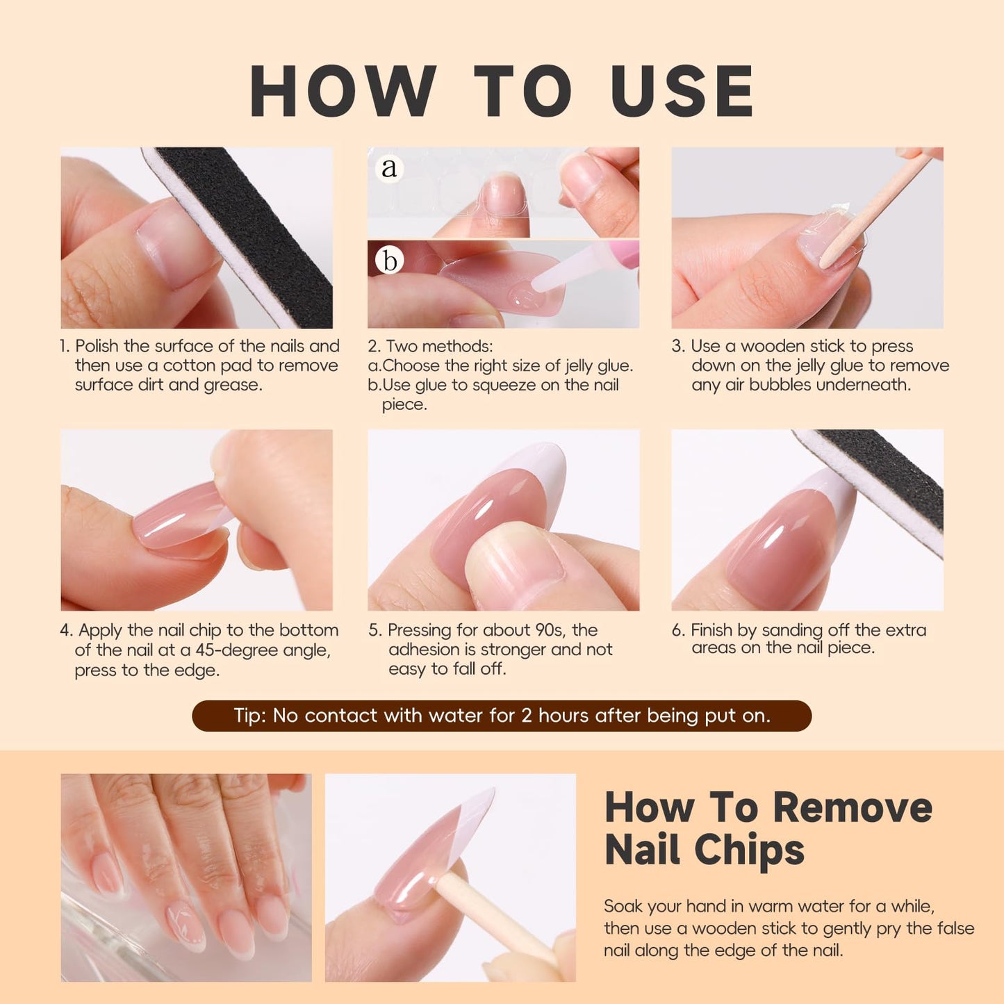 HOSAILY Brown Flower Ombre Press on Nails Medium Almond, Mirror Metallic Gold Floral Gradient Semi-Handmade Full Cover Stick on Nails for Women, 24Pcs Glossy Summer Fall Fake False Nail with Glue