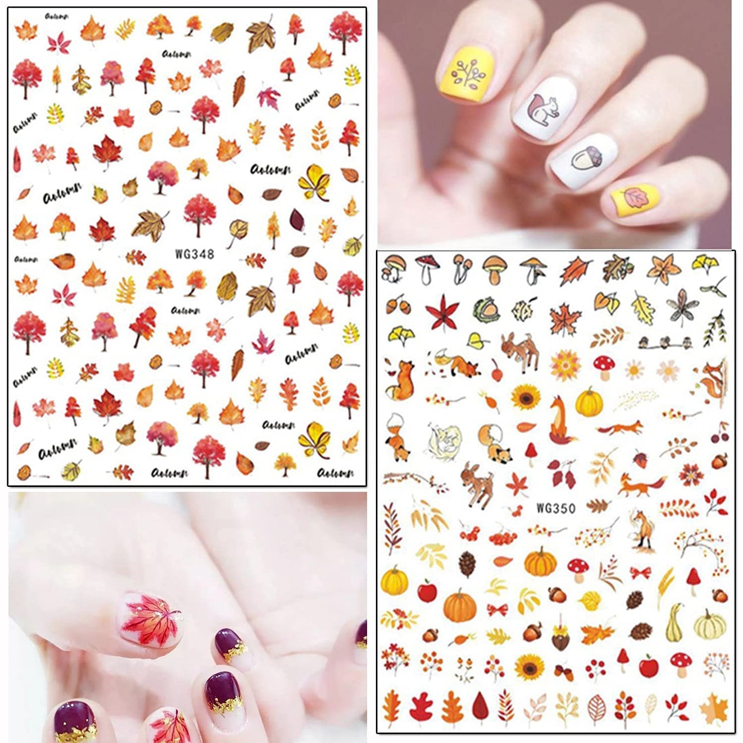 9 Sheets Thanksgiving Nail Art Stickers with 8 Sheets Butterfly Nail Art Stickers