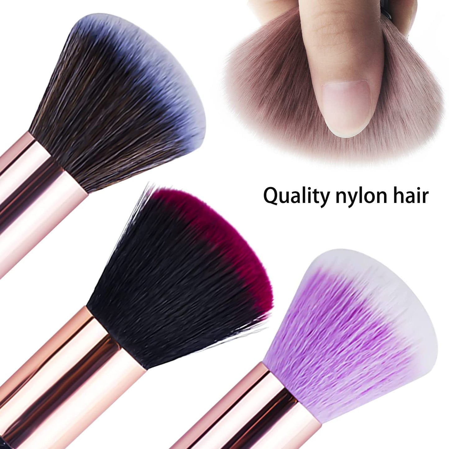 SILPECWEE 3Pcs Nail Art Brushes Nail Dust Brush Nail Cleaning Brush Blush Brush Makeup Brushes Nail Powder Brush Manicure Brush Nail Art Supplies