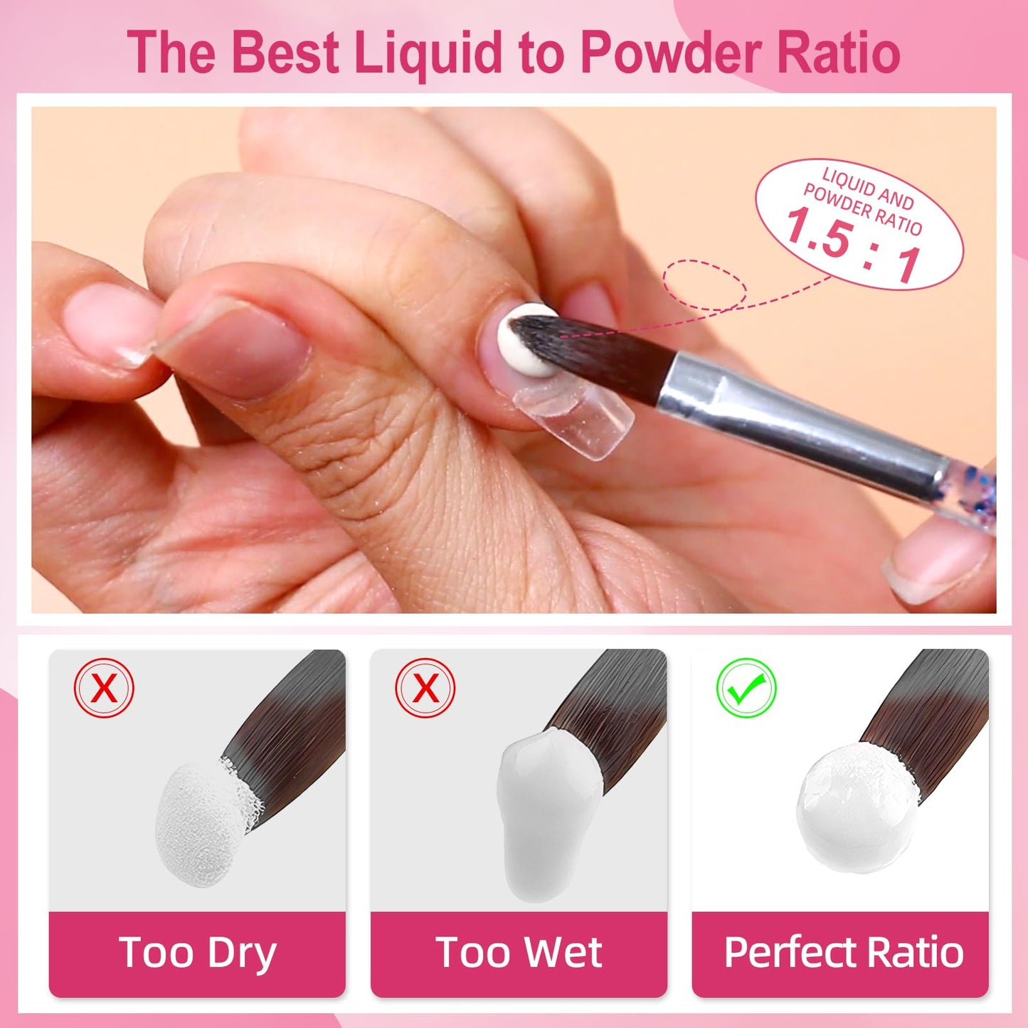 Acrylic Nail Kit Set for Beginners with Everything Acrylic Powder Nail Drill Lamp Starter Kit with False Nail Tips Nail Art Tools Cosmetic Gift Bag for Salon Home