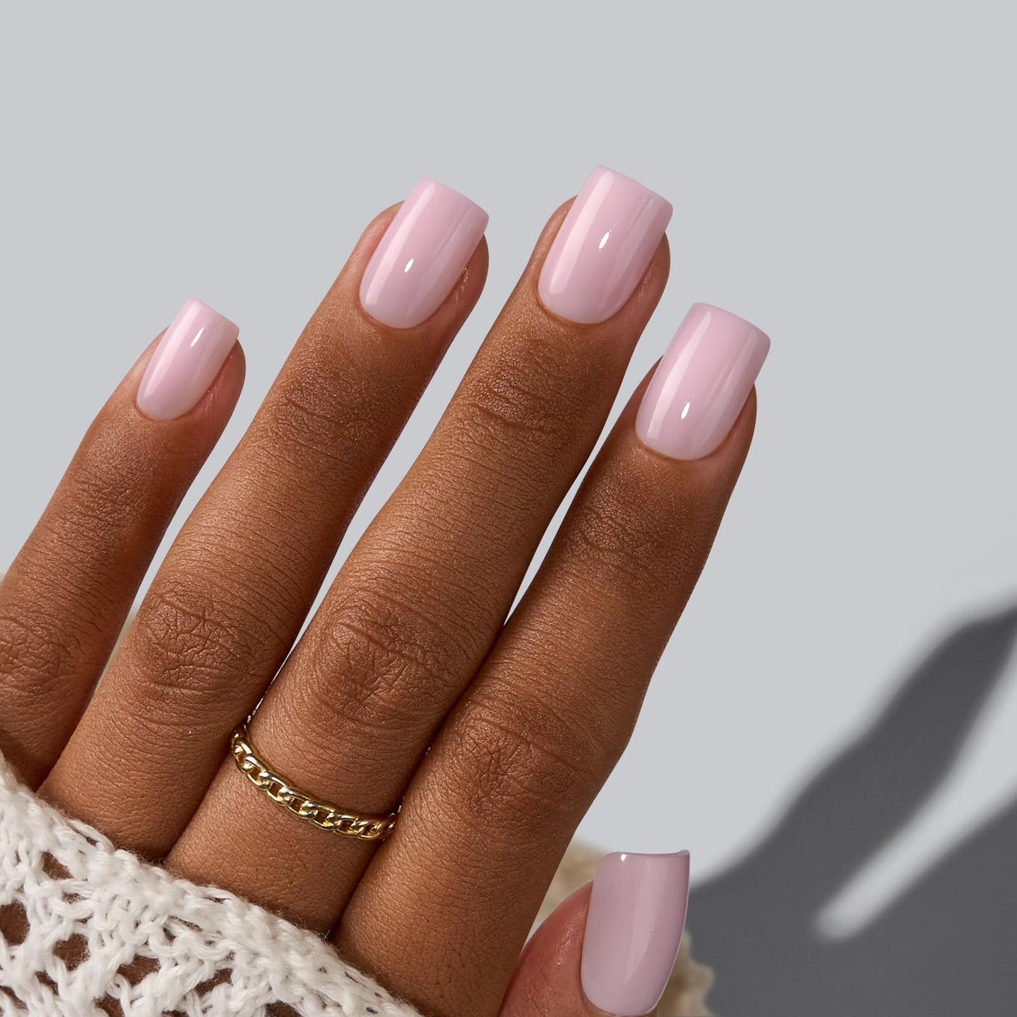 BTArtbox Press On Nails Square - Solid Pink Short Press On Nails with Glue for Women, Opaque Soft Gel Glue On Nails in 16 Sizes - 32 Stick On Nails Kit, Yoga