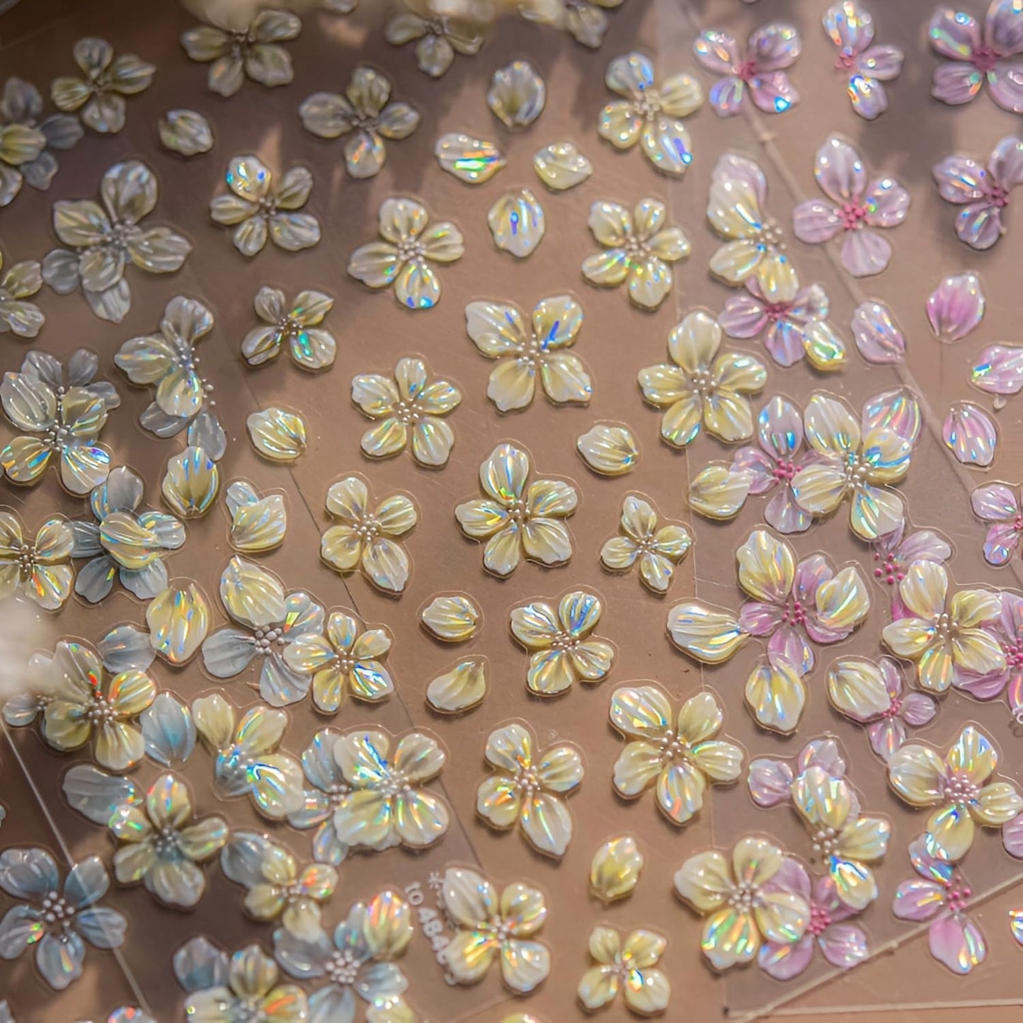 4 Sheets Flower Nail Stickers for Nail Art 5D Embossed Nail Decals Blue Yellow Pink White Nail Stickers Summer Spring Nail Art Design Floral Nails Supplies for Women Manicure DIY Decoration