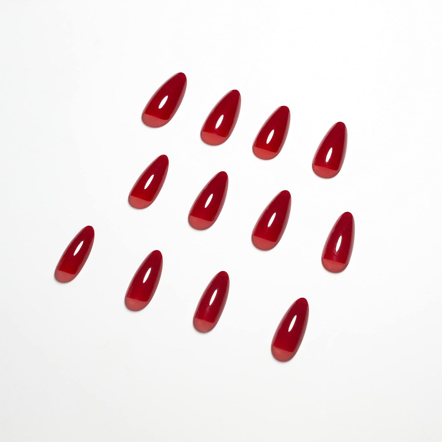 KQueenest Red Press on Nails Medium Almond Stiletto, Acrylic Fake Nails Set, Acrylic Nails Press ons Almond, Reusable Soft Gel Glue on Nails for Women Valentine‘s Day with Protective UV Coating 24 Pcs