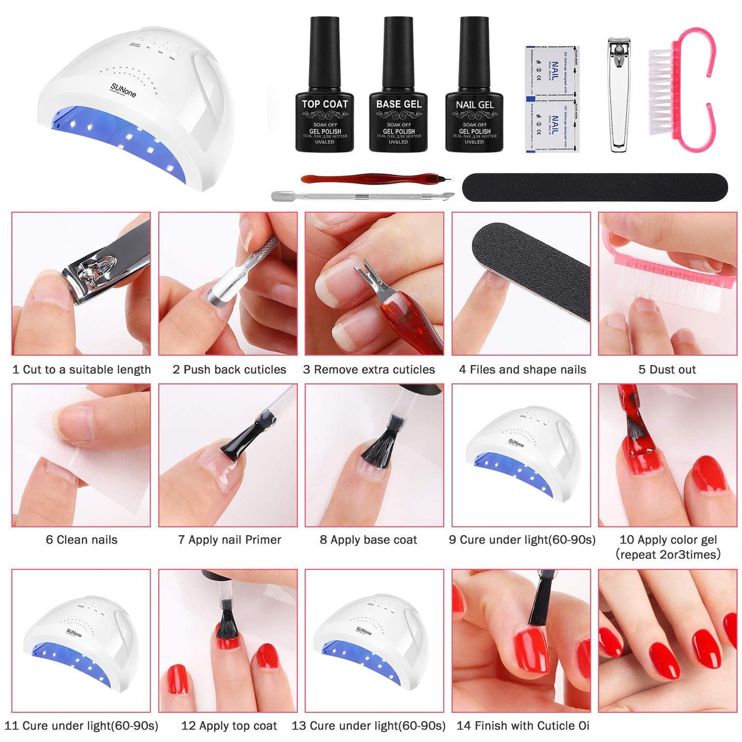 Complete Nail Studio Set with 48W UV LED Lamp, 22pcs nail polish with Base Coat and Top coat, 3 Colors Extension Poly Nail Gel set，Nail Drill & More,Professional Manicure Tool for Home DIY Salon
