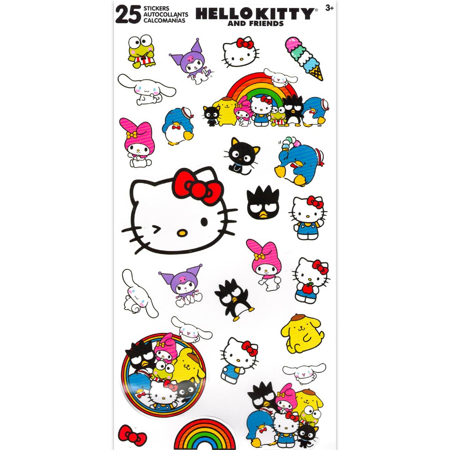 Hello Kitty and Friends Press-On Nails for Kids - Bundle with 48 Stick-On Nails Featuring My Melody, Kuromi, Cinnamoroll, More Plus Stickers, More | Hello Kitty Manicure Kit for Girls