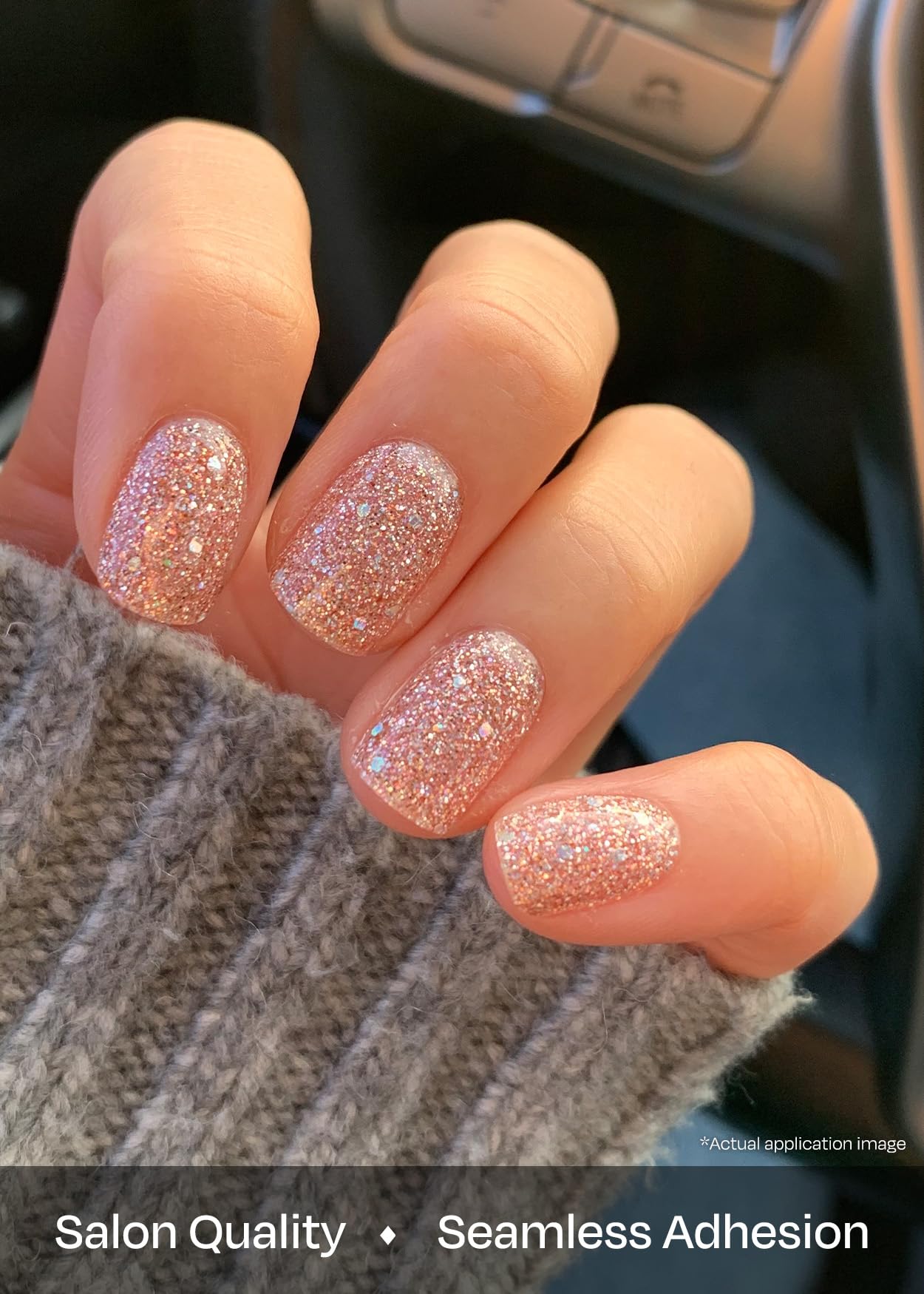 ohora Semi Cured Gel Nail Strips (N Pixie Dust) - Nude, Glitter, Works with Any UV/LED Lamps, Salon-Quality, Long Lasting, Easy to Apply & Remove - Includes 2 Prep Pads, Nail File & Wooden Stick