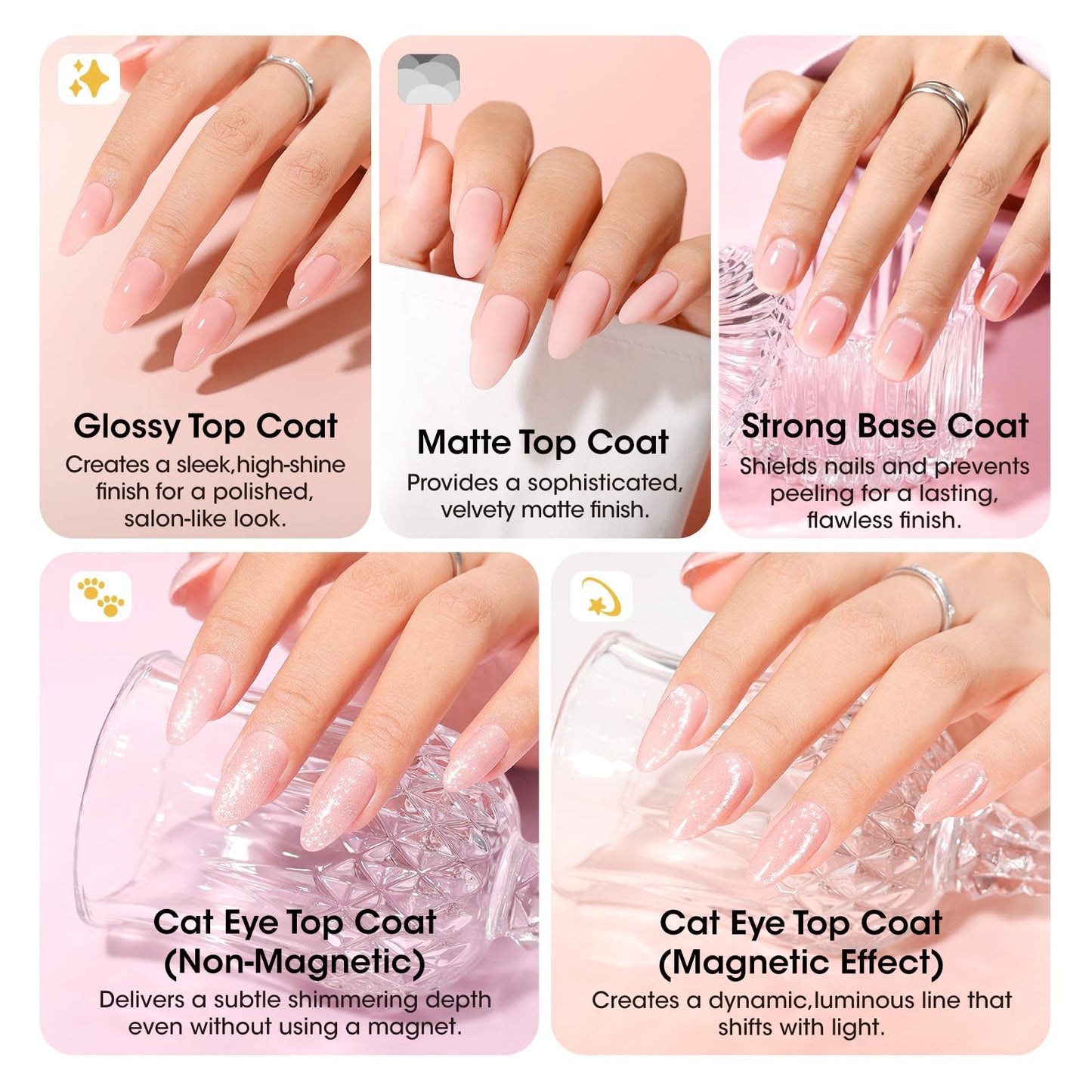 GELLEN Spring Gel Nail Polish Set 24pcs, 20 Colors Pastel Bright Gel Polish Kit with Base Coat, Glitter & Cat Eye Top Coat, Magnet, Nail Art DIY Home Salon