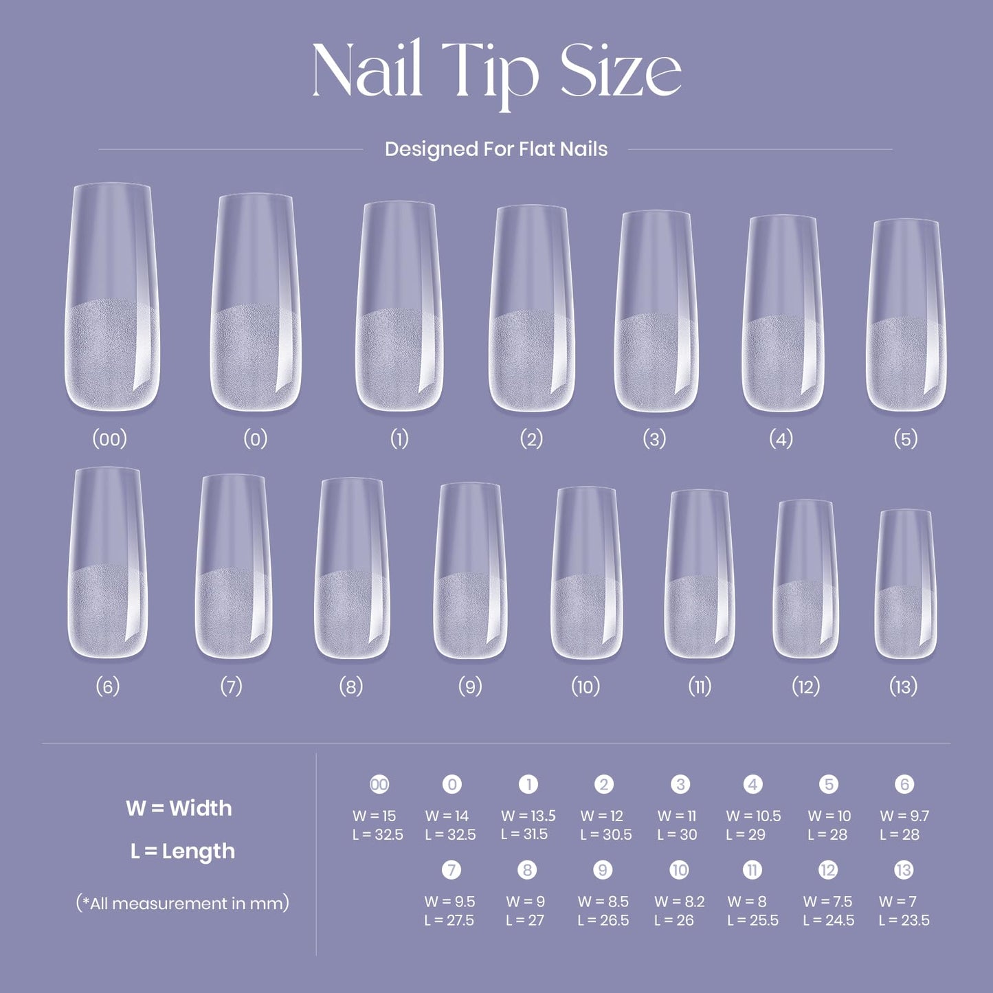 Tipex Instant Apex Nail Tips, Long Coffin Thicker Acrylic Nails,Strong Clear Pre-etched Press-on Nails,Matte Underside False Nails 128 Pcs 16 Sizes with 15g Tipex Nail Glue
