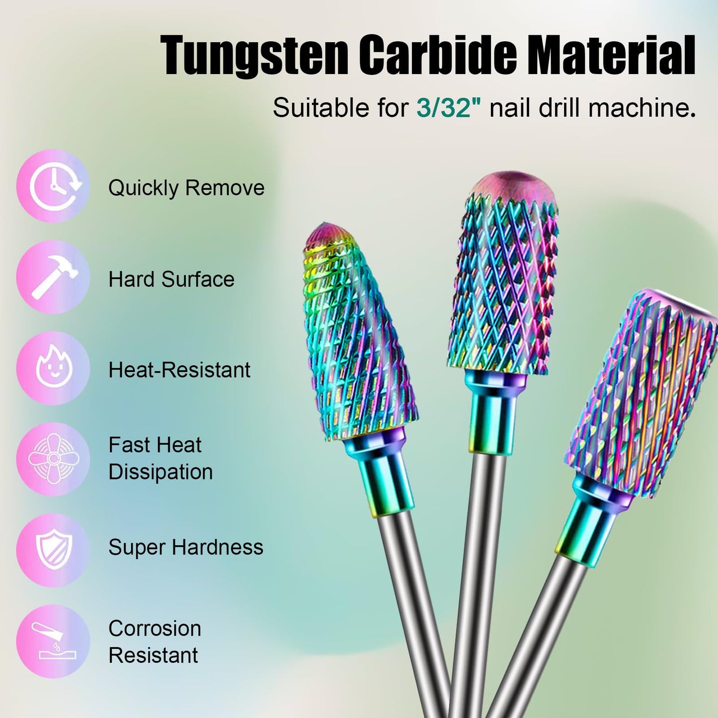 13PCS Nail Drill Bits Set & 30 Holes Nail Bits Holder Case with Cleaning Brush for Home Salon