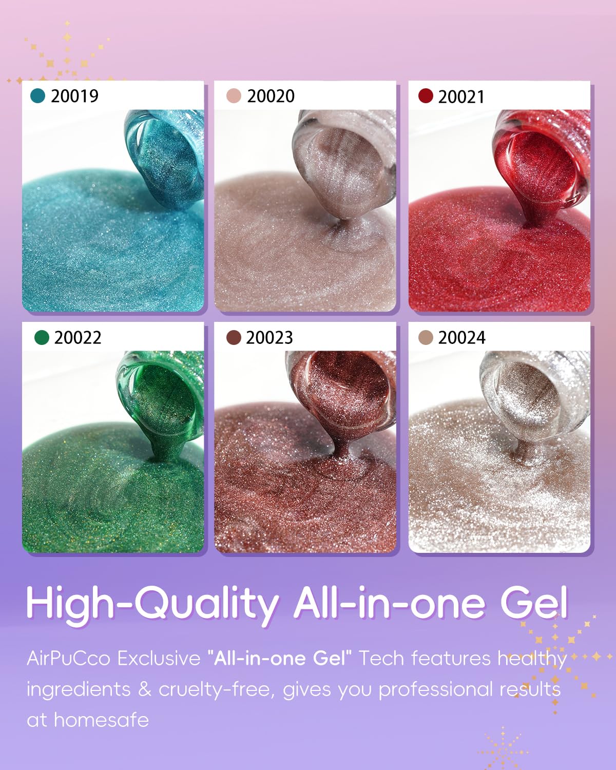 Airpucco All-in-One Cat Eye Gel Nail Polish Kit, 6 Colors in Warm Tones (Reddish-brown, Peach Nude), Soak Off Nail Art Set for Salon & Home DIY Manicure, Ultra-Portable Compact Design