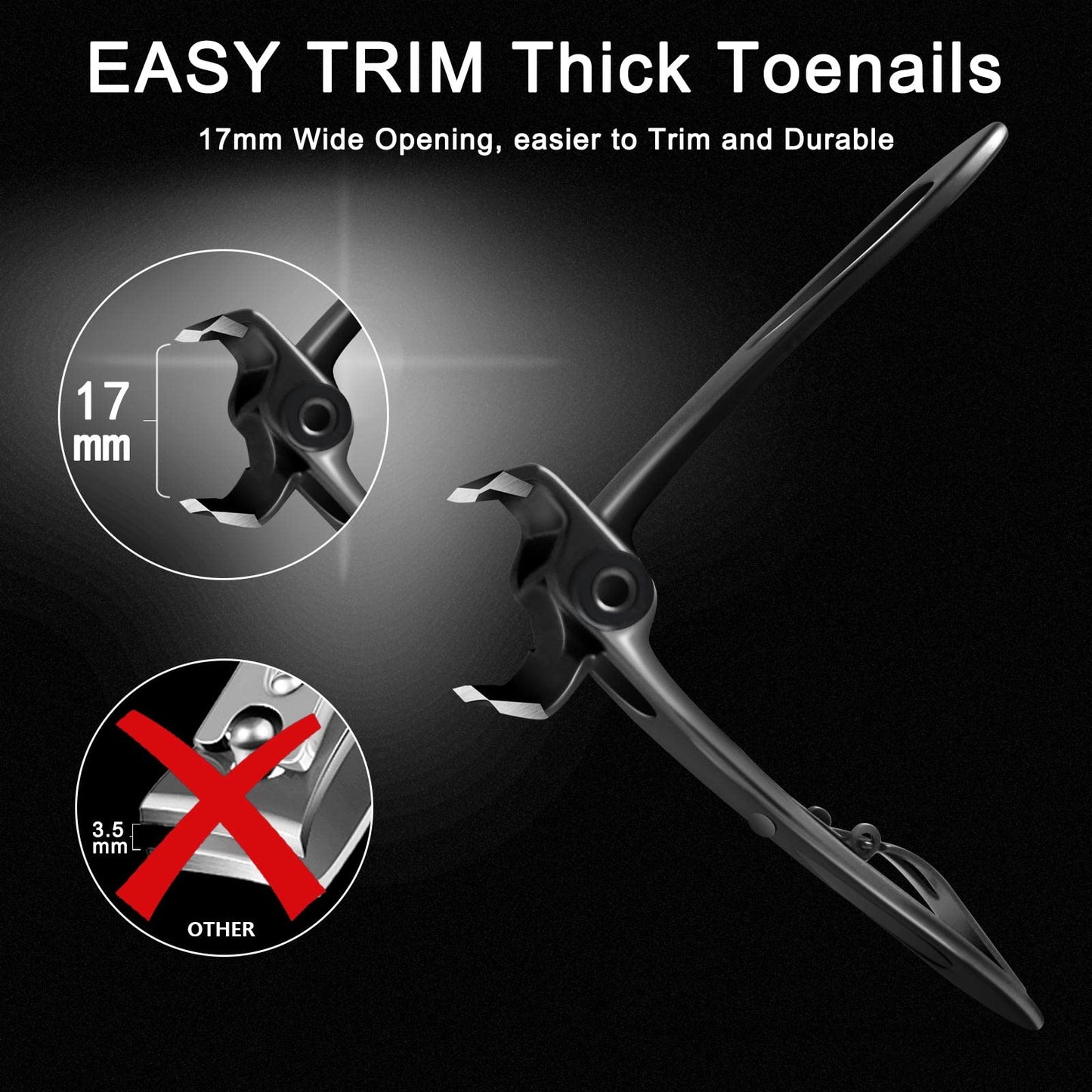 Werlla Toenail Clippers for Thick Toenails, Long Handle Wide Jaw Opening Nail Clippers for Adult, Men, Seniors, Extra Large Heavy Duty Toenail Clippers for Fingernail & Ingrown Toenail (2 Piece Set)