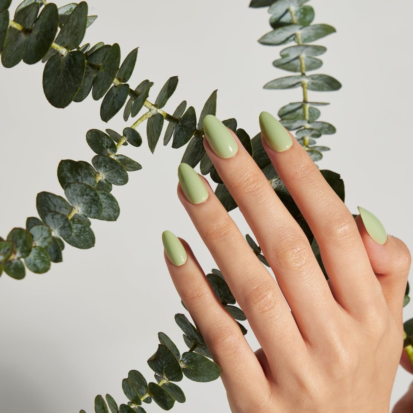 LAMIMOSA 32Pcs Sage Green Press On Nails Short Almond – Soft Gel Solid Color Fake Nails in 16 Sizes, Solid Green Glue on Nail kit, Sping Summer False Nails Stick On Nails, SAGE