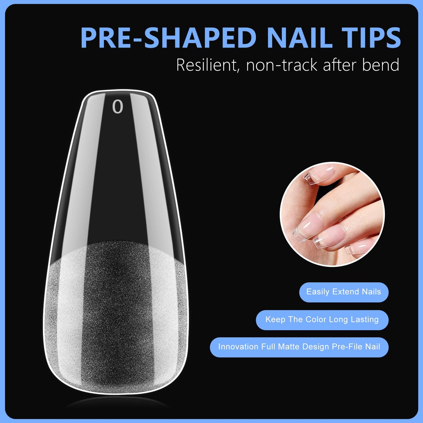 Coffin Nail Tips Press on Nails, Fake Nails for DIY Home Nail Art, Long Full Cover Acrylic Nail Tips 600Pcs, Semi - Matte Finish for Salons & Gifts - Viywicz