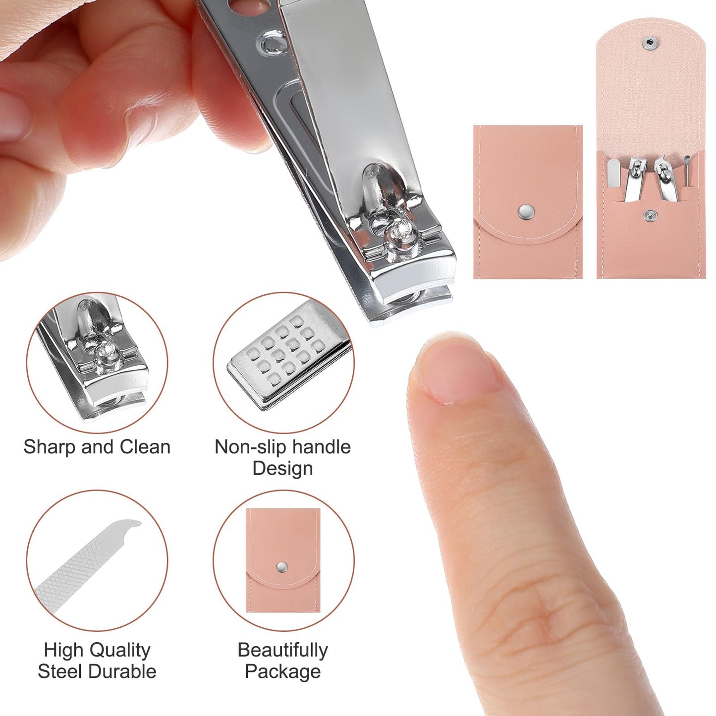 PercyEffie 20pcs Nail Clipper Set Manicure Set Bulk 4in1 Mini Manicure Kits Bulk For Gift Sets Manicures Kit For Women Beauty Pedicure Kit small bulks gifts for women Wrapped Nail Clippers for Home
