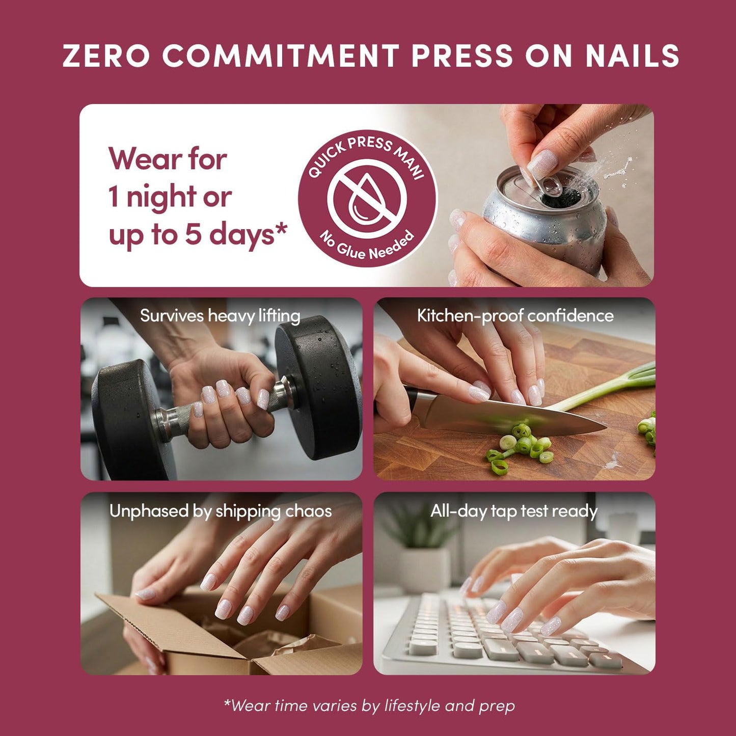 Glamnetic Quick Press Mani Bundle - No Glue Press On Nails, Just Peel and Stick | Daydream Veil & Porcelain | Mess Free Salon Quality Stick On Nails | Square Extra Short Nails