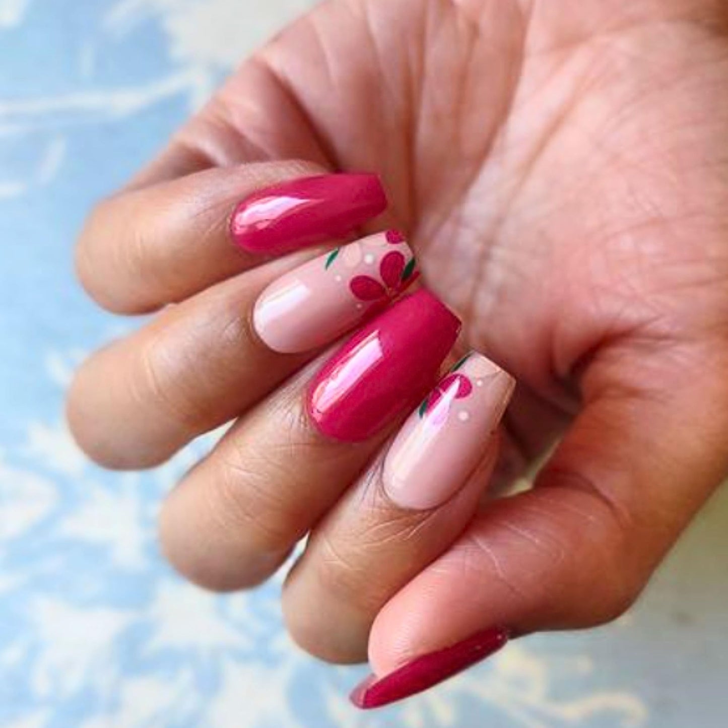 ALICE & BELLA Semi Cured Gel Nail Strips-20 PCS Vibrant Hot Pink Nail Strengthening Gel Stickers, Use with UV Light Lamp, Salon Quality Manicure Wraps (Bright & Happy)