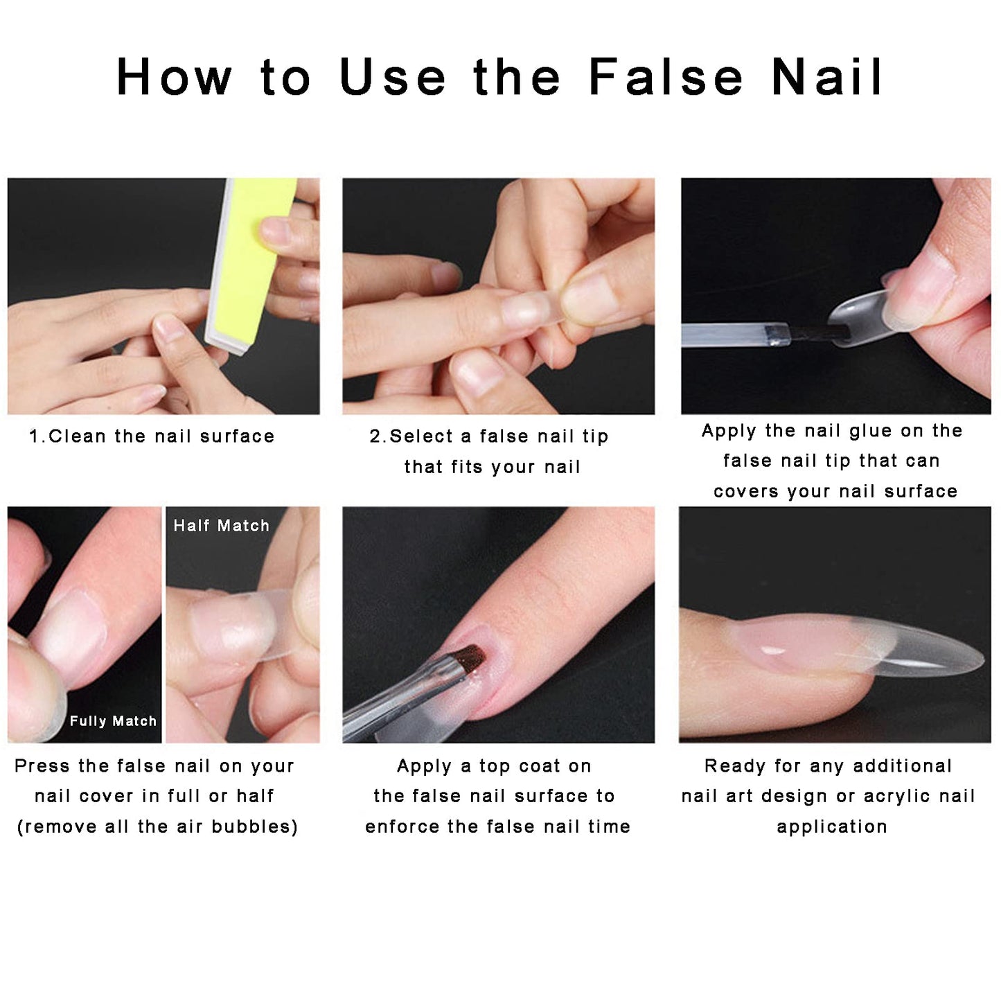 505PCS Acrylic Nail Brushes with False Nail Tips, Dual Head Gel Brush Acrylic UV Gel Picker Brush 3D Nail Acrylic Brush Fake Nail Tips Press on Nail Stiletto Nail for Dip Powder Extension Nails (C)