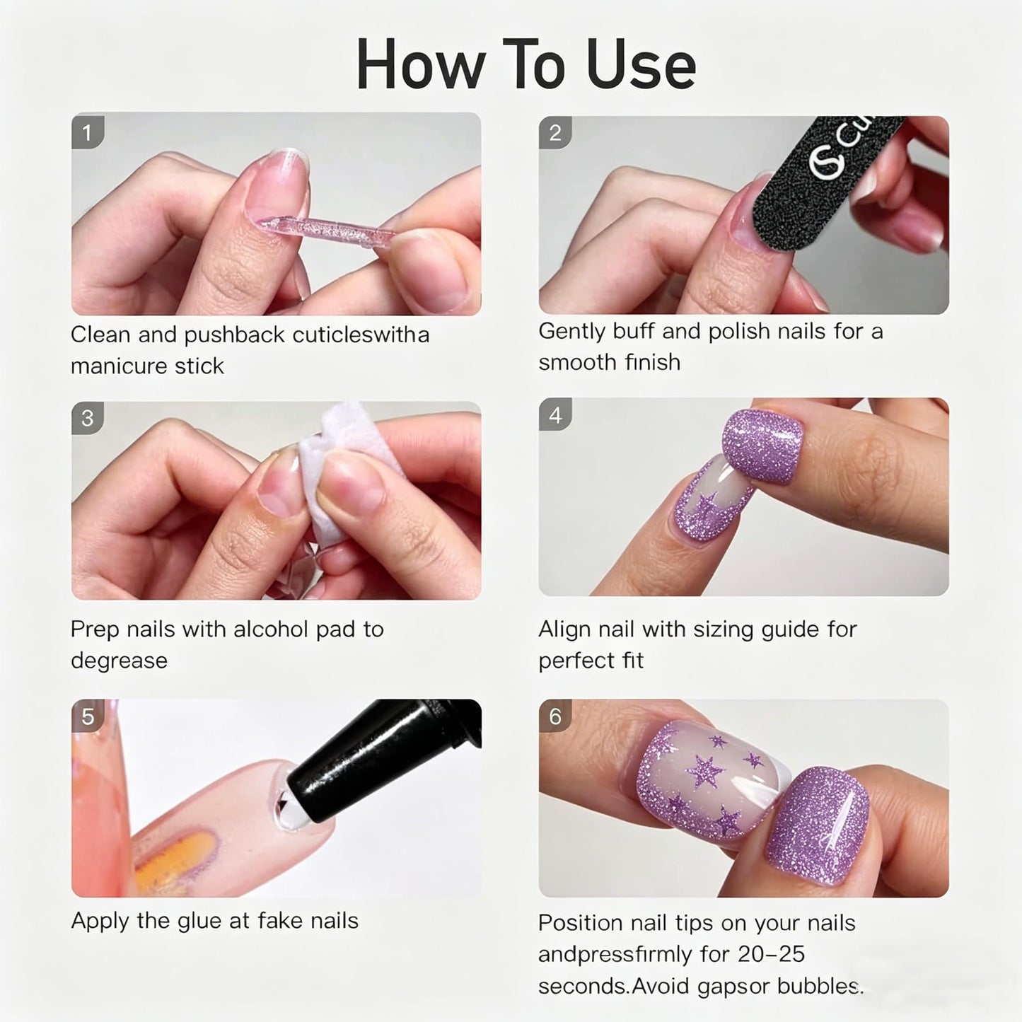 DreamRunNails Handmade Press on Nails, Purple Glitter and Opalescent French Tip, Medium Almond Shape, Reusable Glossy Acrylic Fake Nails for Women, Bridal Wedding Daily Wear