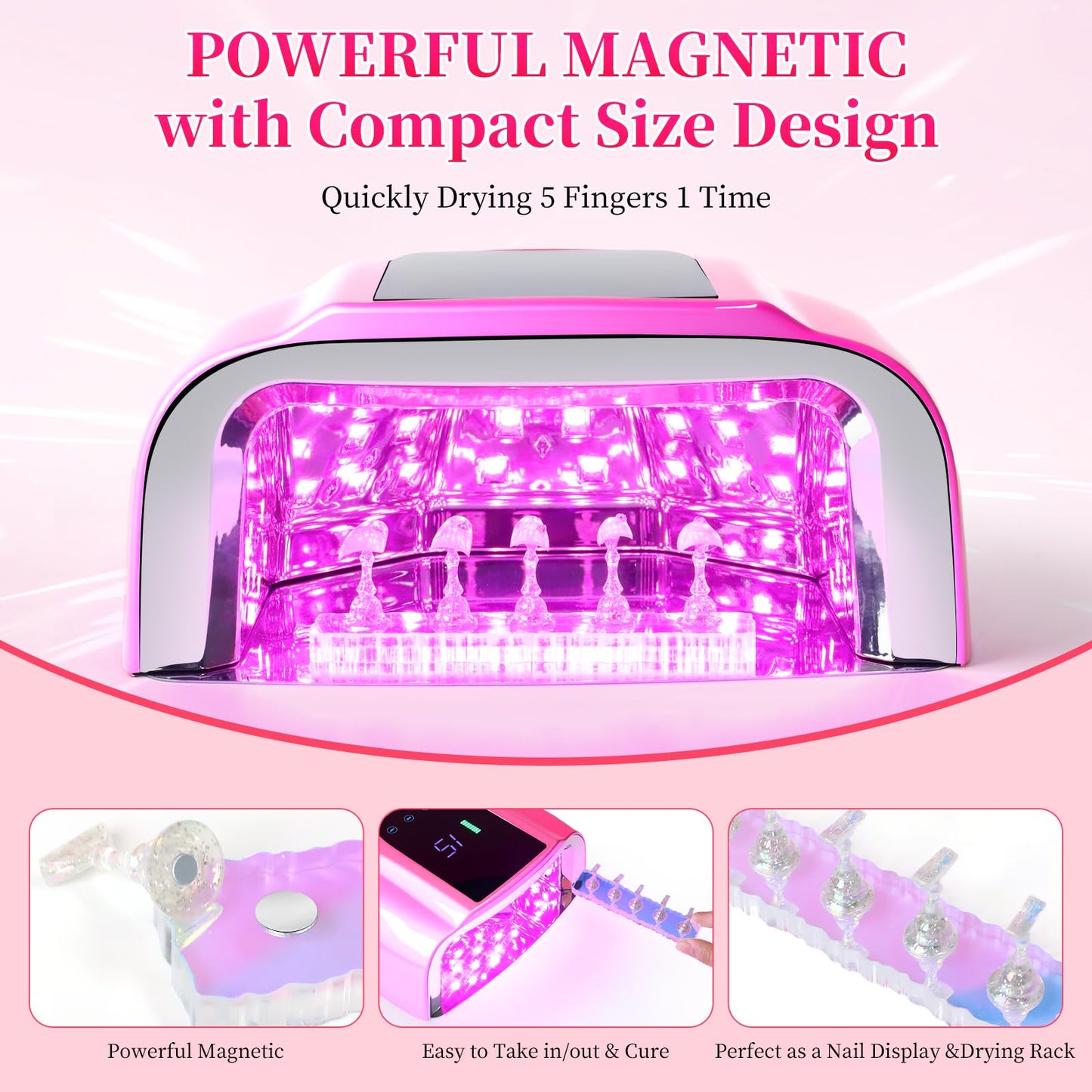 ANGNYA 2 Set Nail Stand, Aurora Nail Holder for Painting Nail Stand for Press on with Tabs Nail Display Stand Nail Hand Practice Magnetic Nail Art Tools for Homes and Salons