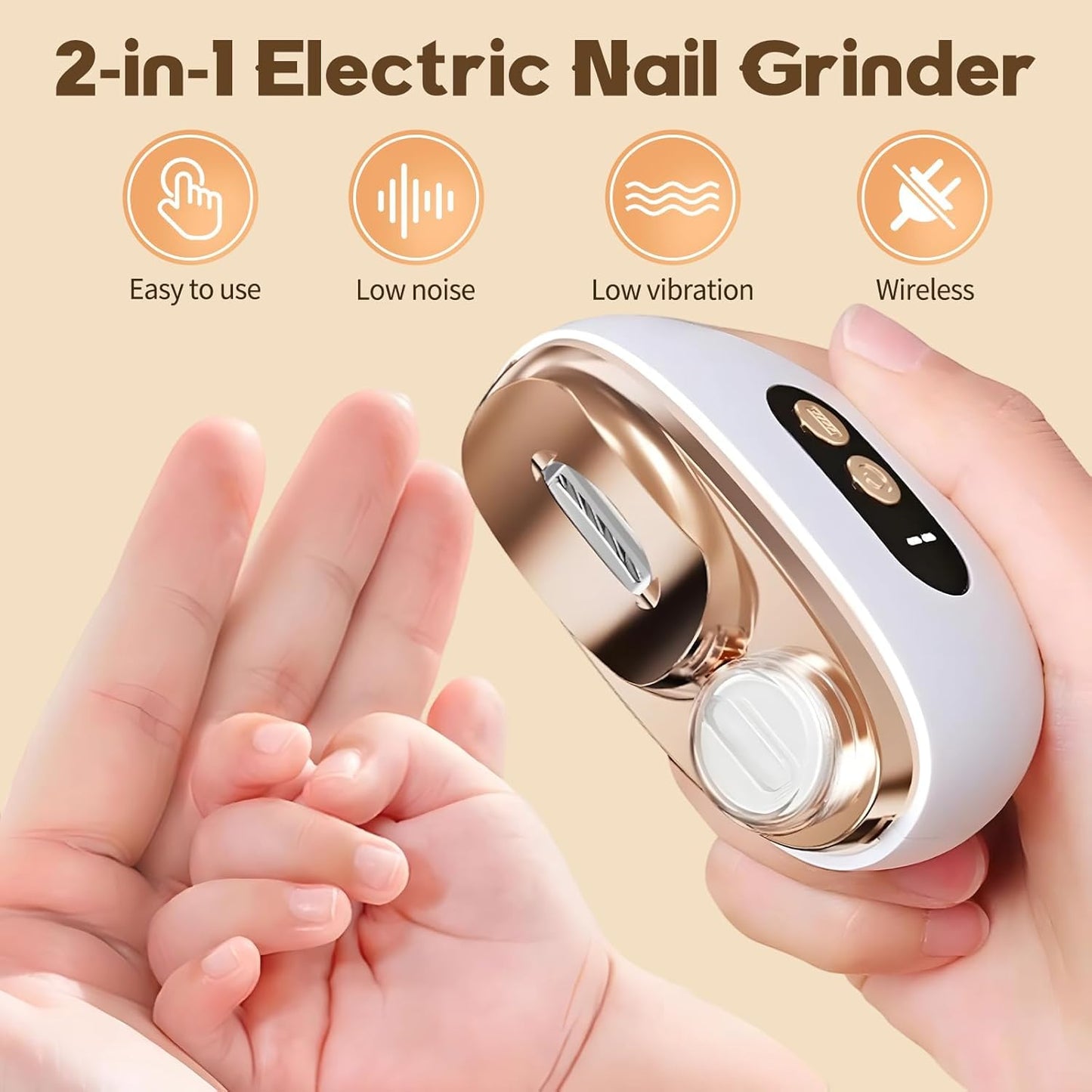 Electric Nail Clippers, Upgraded 3 in 1 Electric Toenail Clippers for Seniors with 3 Speed Levels, Polishing Automatic Toenail Clippers with Light for Men/Seniors/Adult (White)