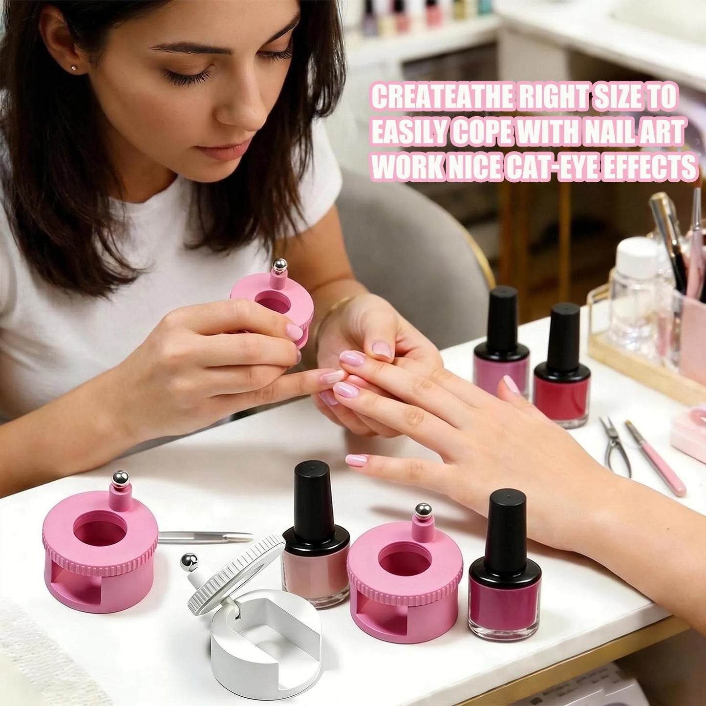 360°Rotating Cat Eye Magnet Tool with Ball Magnet, Uniform Magnetic Force for Beginners DIY Glossy & Salon Cat Eye Nail Designs