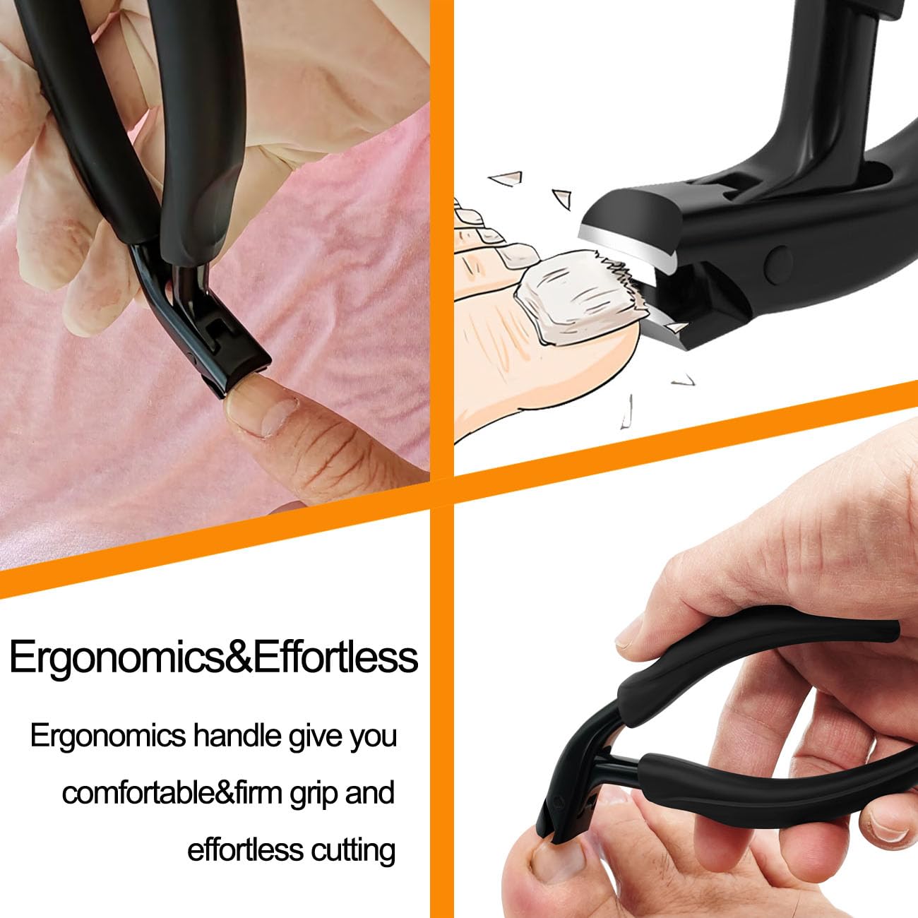 BAISIBANG Curved Head Toenail Clippers for Seniors for Thick Toenails,Professional Non-Slip Long Handle Angled Toenail Clippers with Catcher, Durable Toe Nail Cutters Trimmers for Men Women