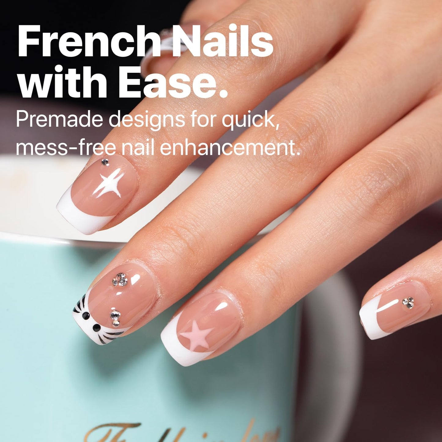 SXC Cosmetics French Tip Press On Nails Brown Extra Short Square 150 Pieces in 15 Sizes Ultra Fit with Pre-applied Tip Primer and Base Coat, No Need to File Fake Nails for Nail Art DIY X-Pro Tips