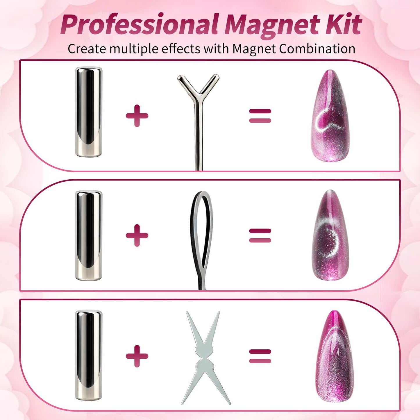 heemeei 56Pcs Cat Eye Magnet for Nails, Cat Eye Gel Nail Polish Magnet Set, Strong Magnetic Nail Polish Magnets for Nail Art, Heart Nail Design Tools Magnets for Salon & Home DIY Accessories